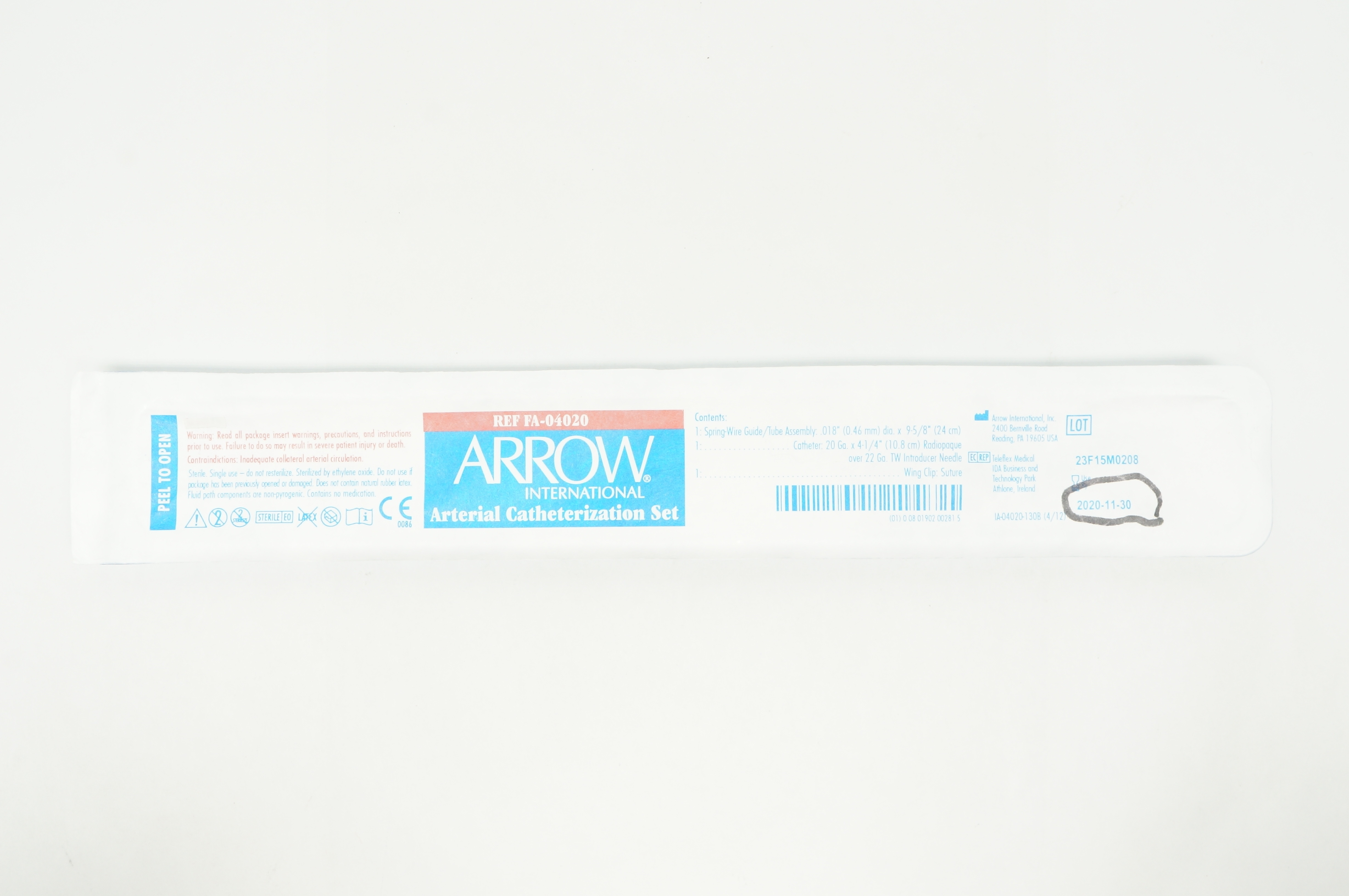 Arrow FA-04020 Arterial Catheterization Set 20 Ga. x 4-1/4inch (x)