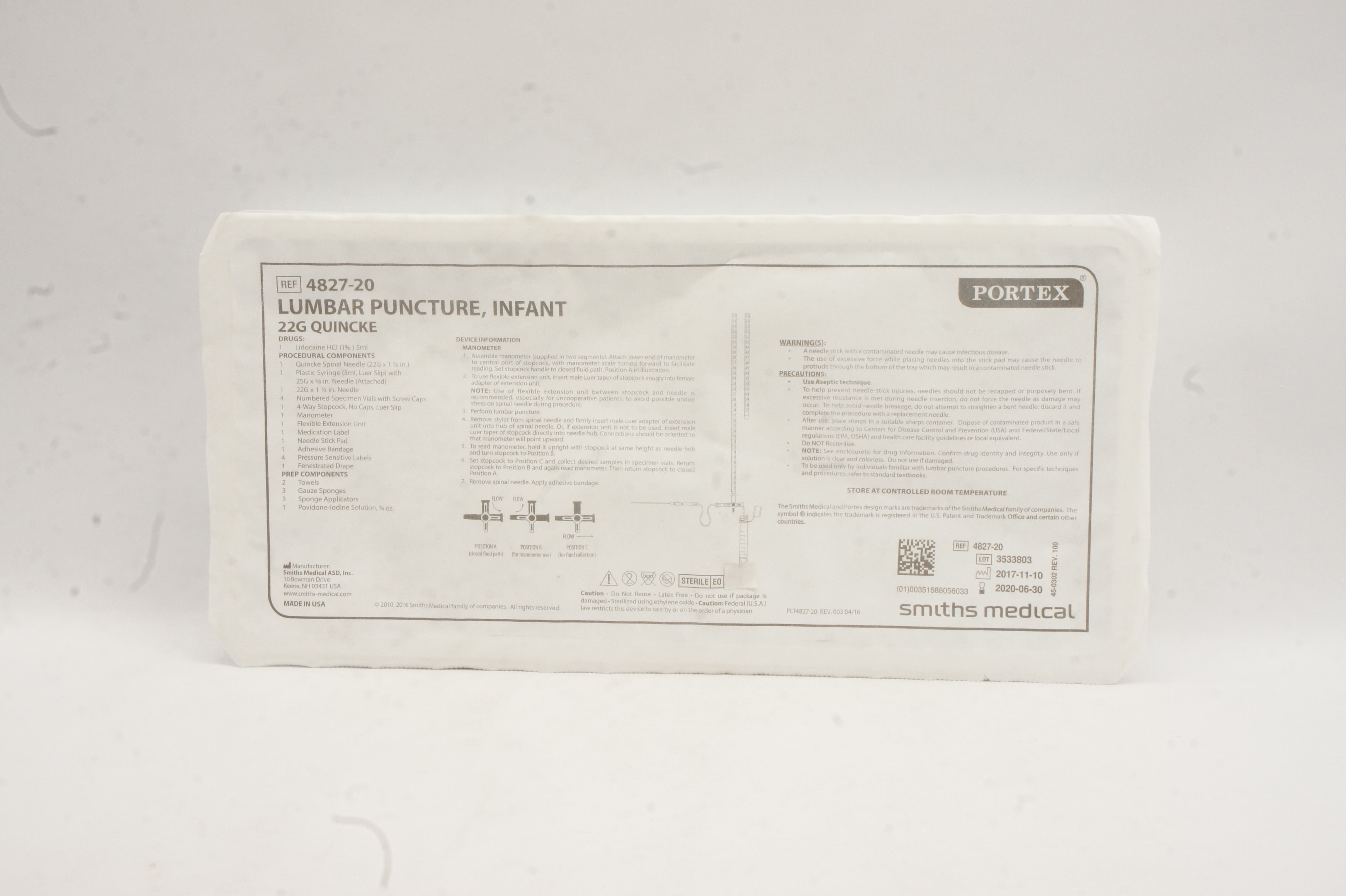 Smiths Medical 4827-20 Lumbar Puncture Infant 22G (x)