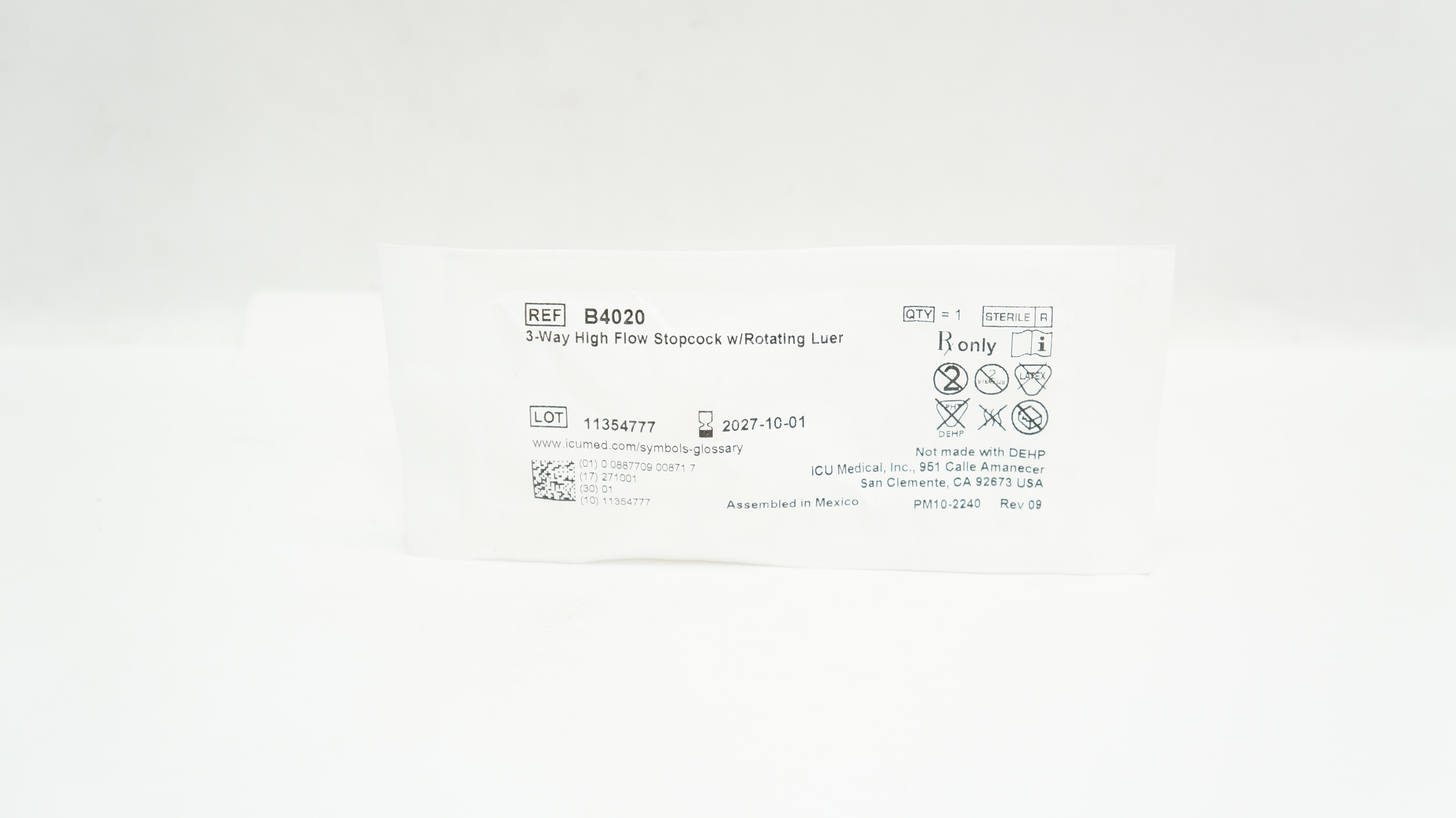 ICU Medical B4020 3-Way High Flow Stopcock w/Rotating Luer