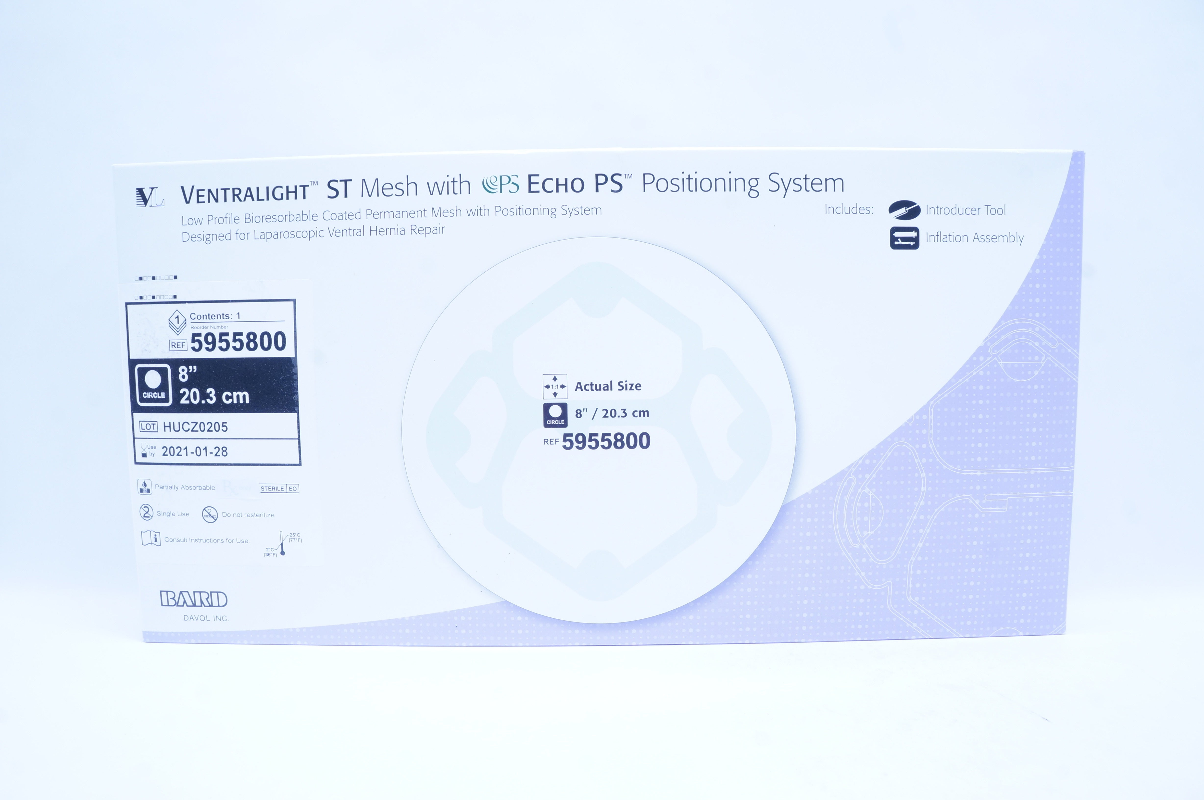 Bard 5955800 Ventralight Mesh With Echo PS Positioning System 8inch x 20.3cm (x)
