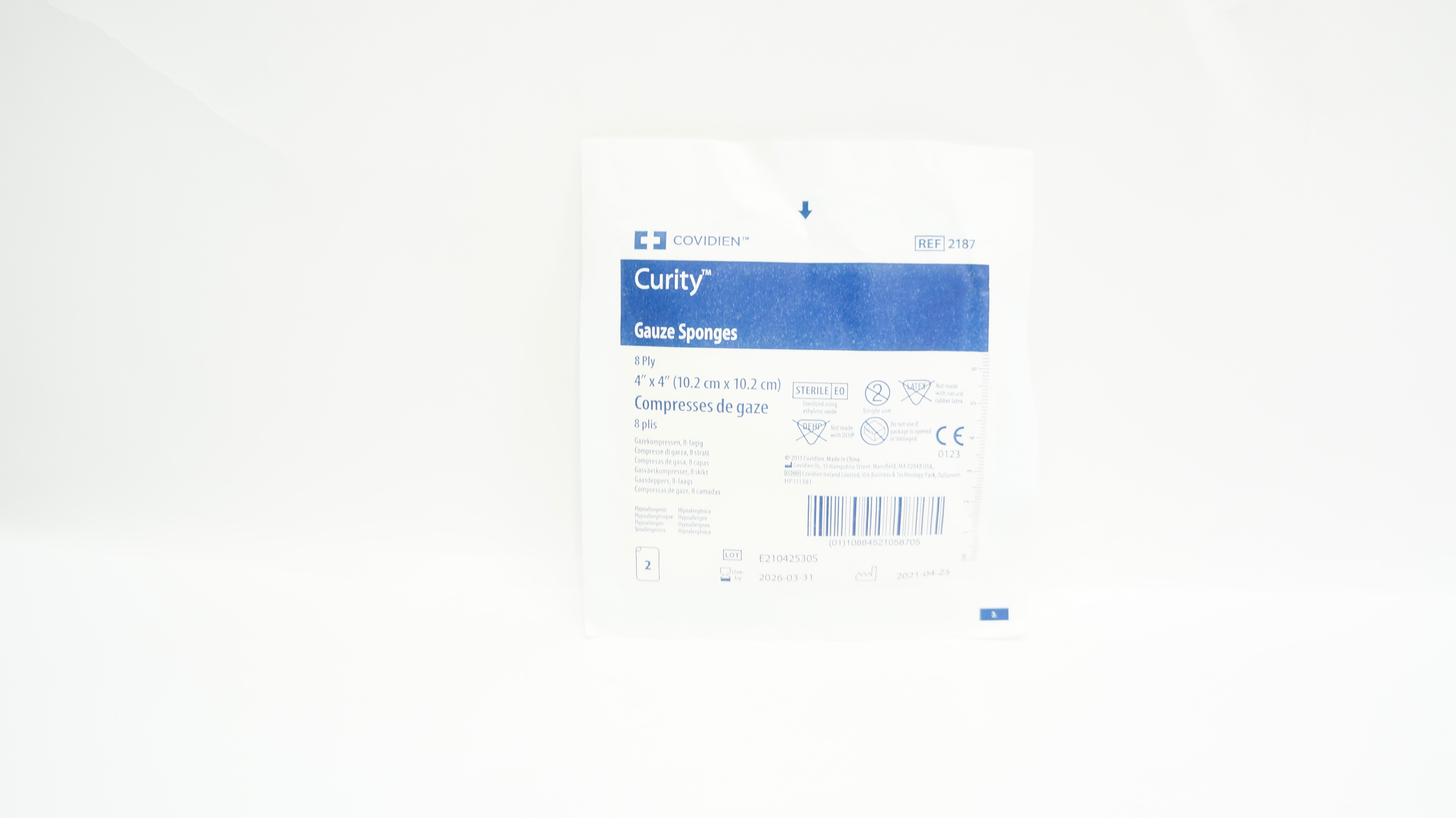 Covidien 2187 Curity Gauze Sponges 8-Ply 4 x 4inch - Pack of 2