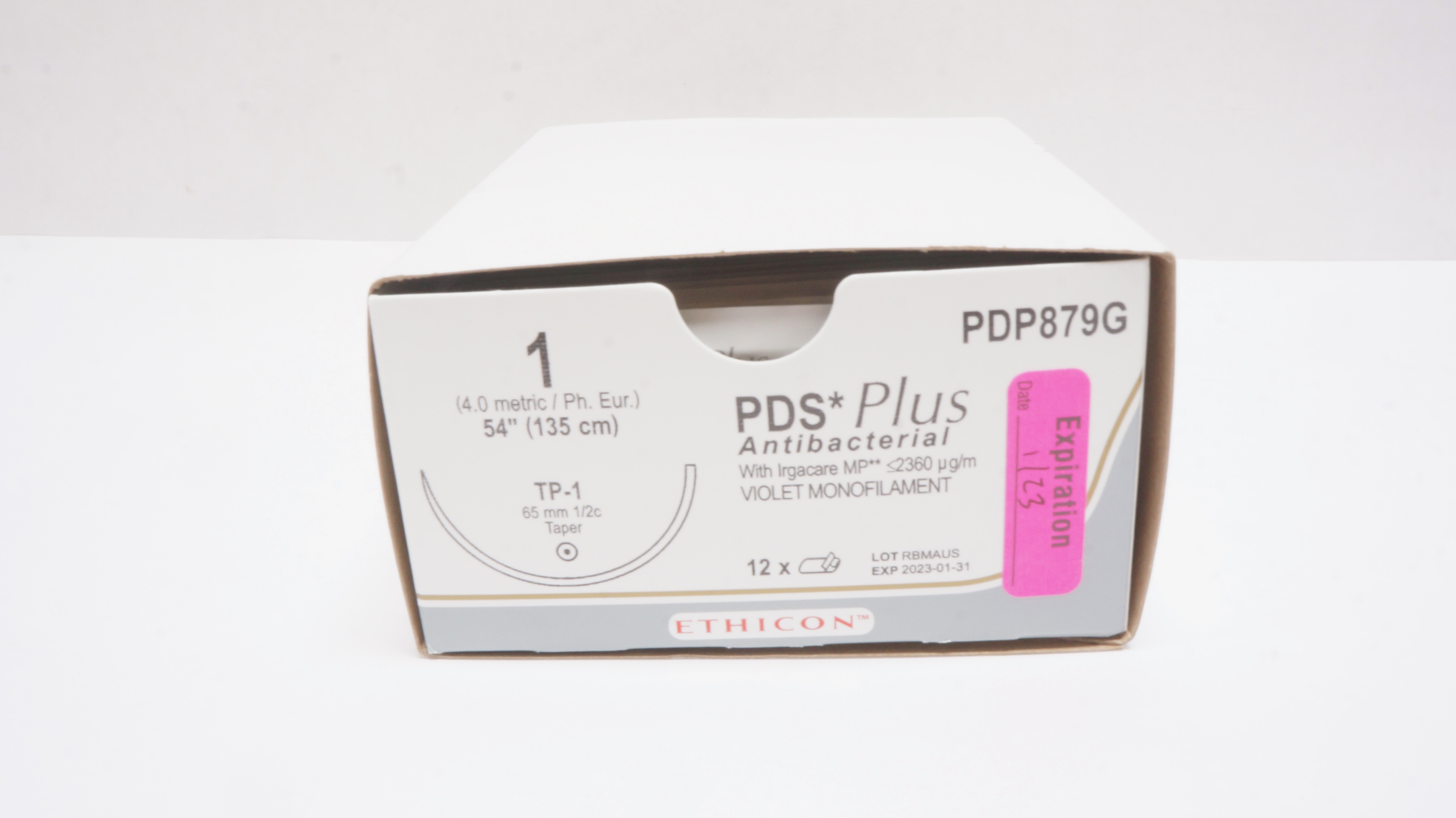 Ethicon PDP879G 1 PDS Plus TP-1 65mm 1/2c Taper, 54inch (x) - Box of 12
