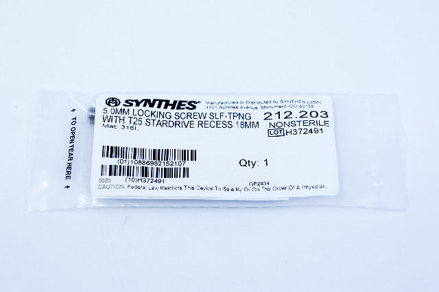 Synthes 212.203 5.0MM LOCKING SCREW SELF-TAPPING WITH T25 STARDRIVE RECESS 18MM