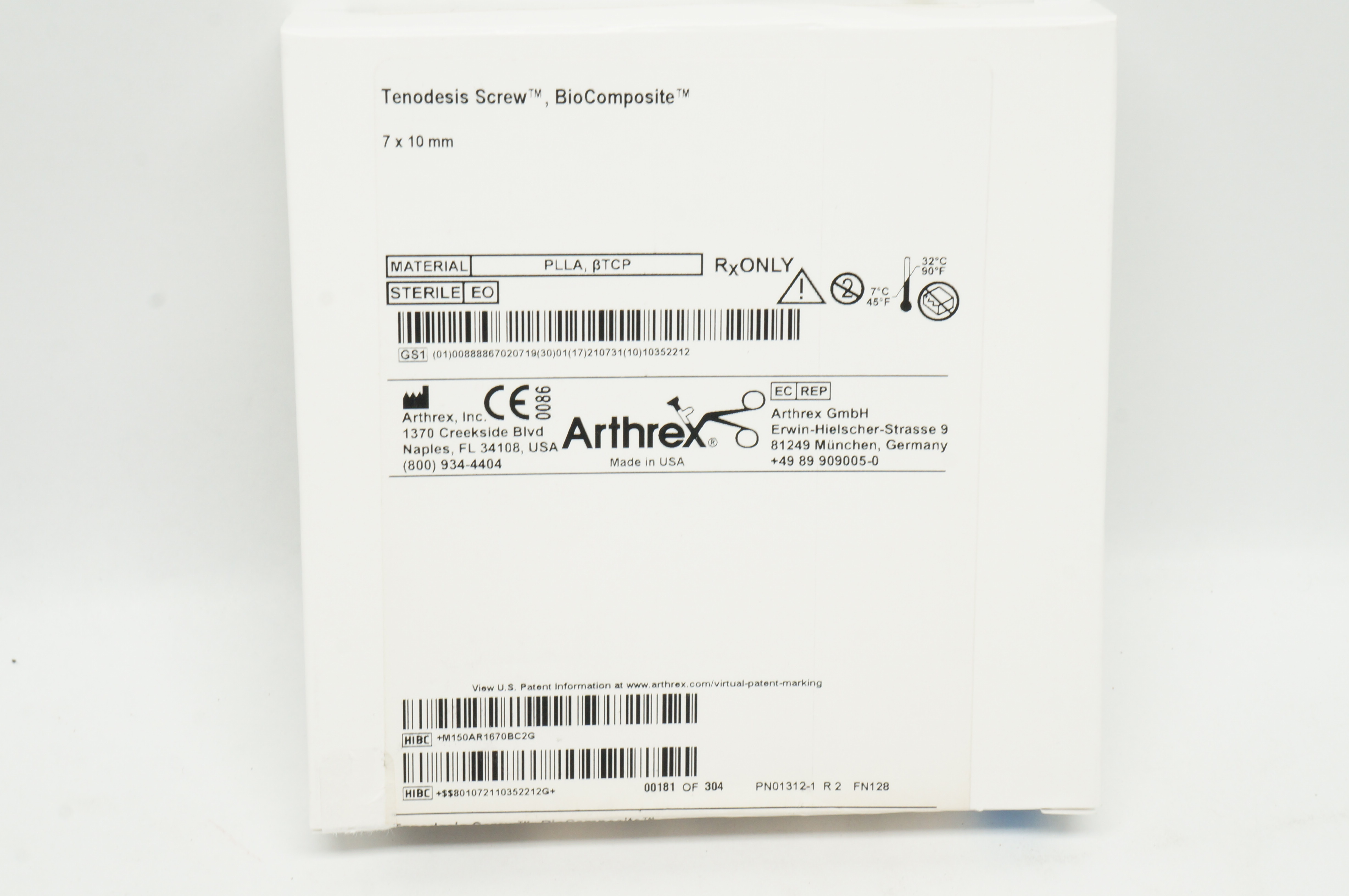 Arthrex AR-1670BC Tenodesis Screw BioComposite 7 x 10mm (x)