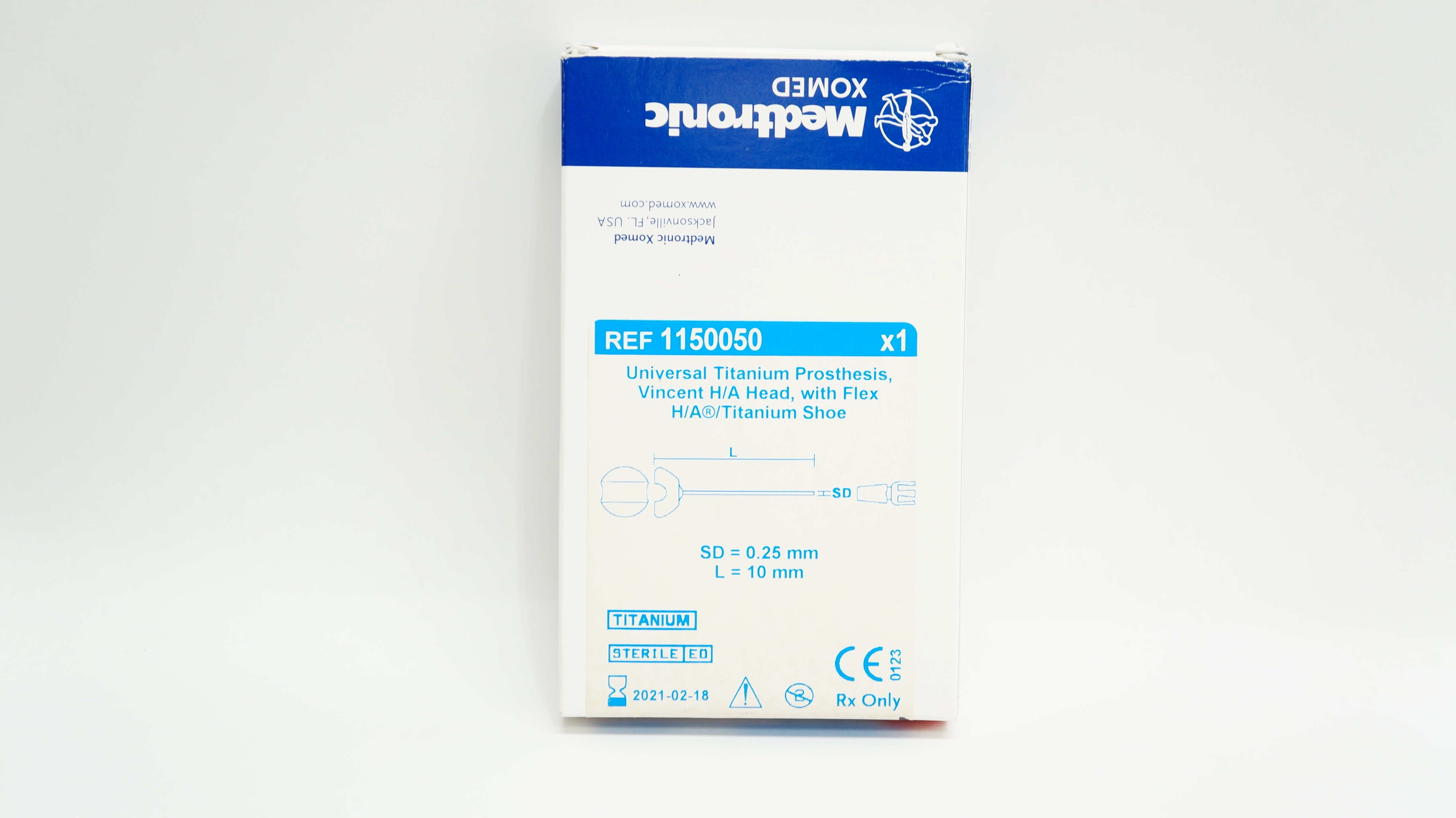 Medtronic 1150050 Universal Titanium Prosthesis, Vincent H/A Head 0.25x10mm (x)