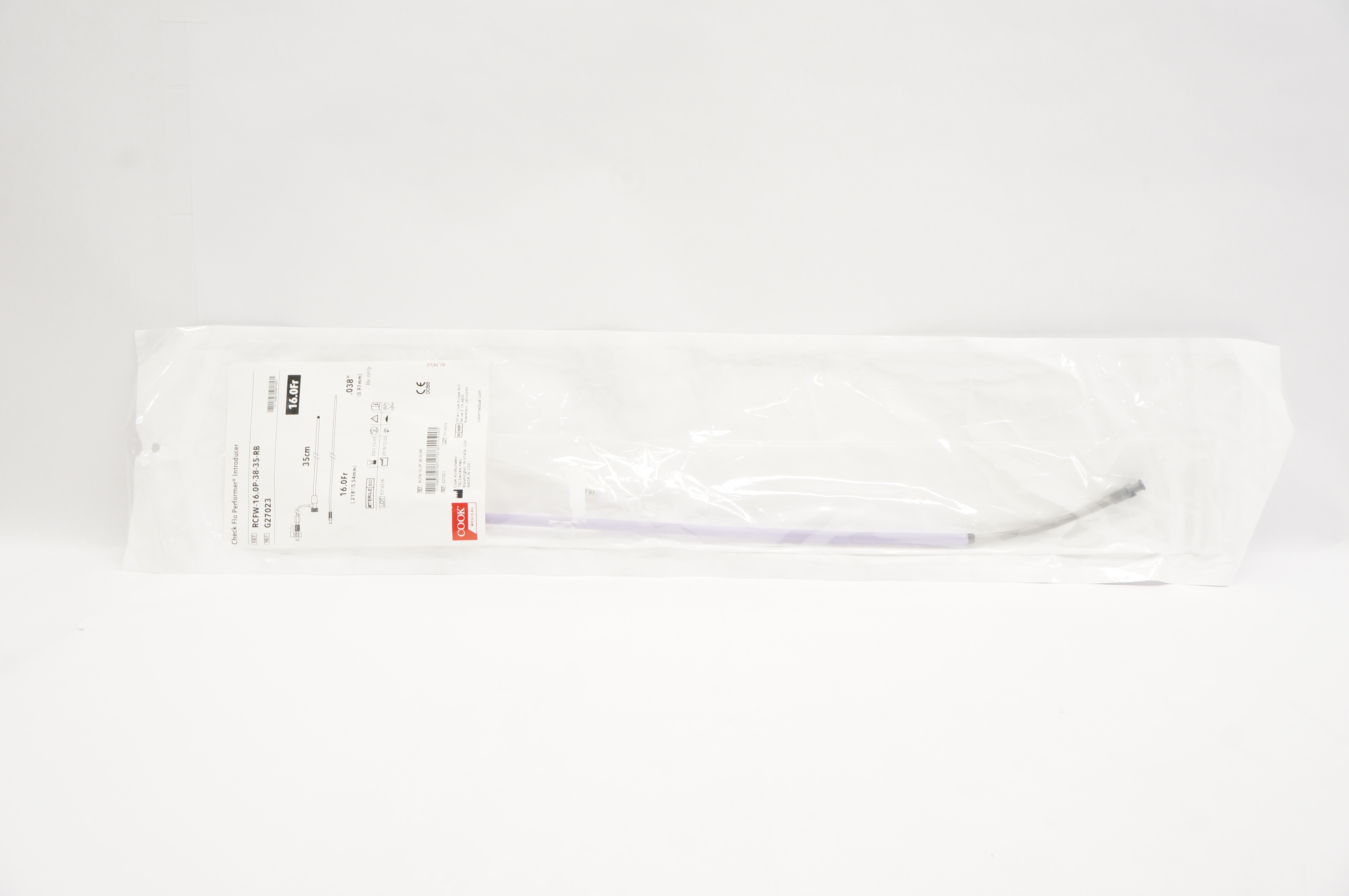 Cook Medical G27023 Check-Flo Performer Introducer 16.0Fr x 35cm x .038inch (x)