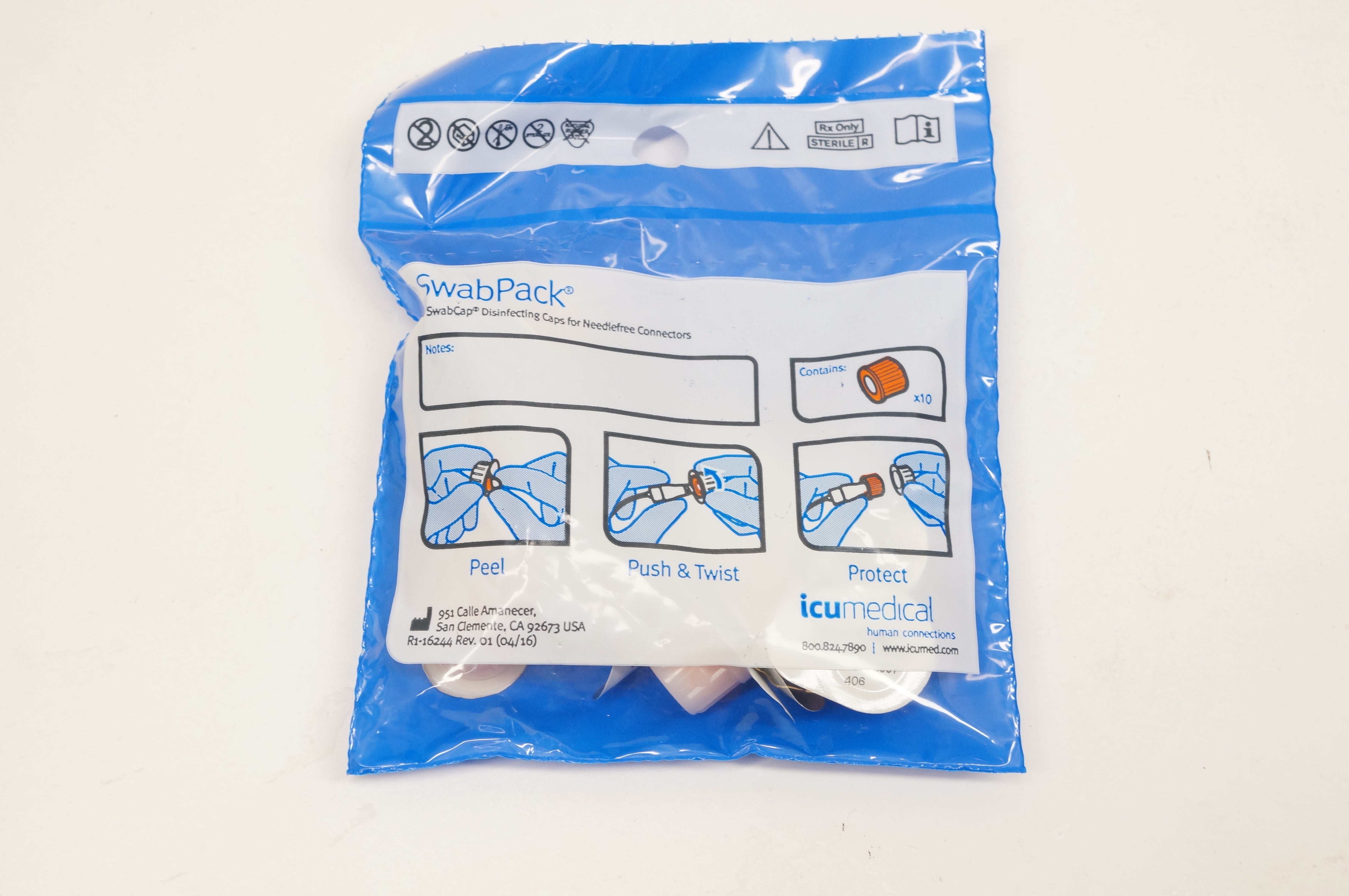 ICU Medical SCXT3-10-2000 Swab Pack Disinfecting Caps for Ndlefree Connectors