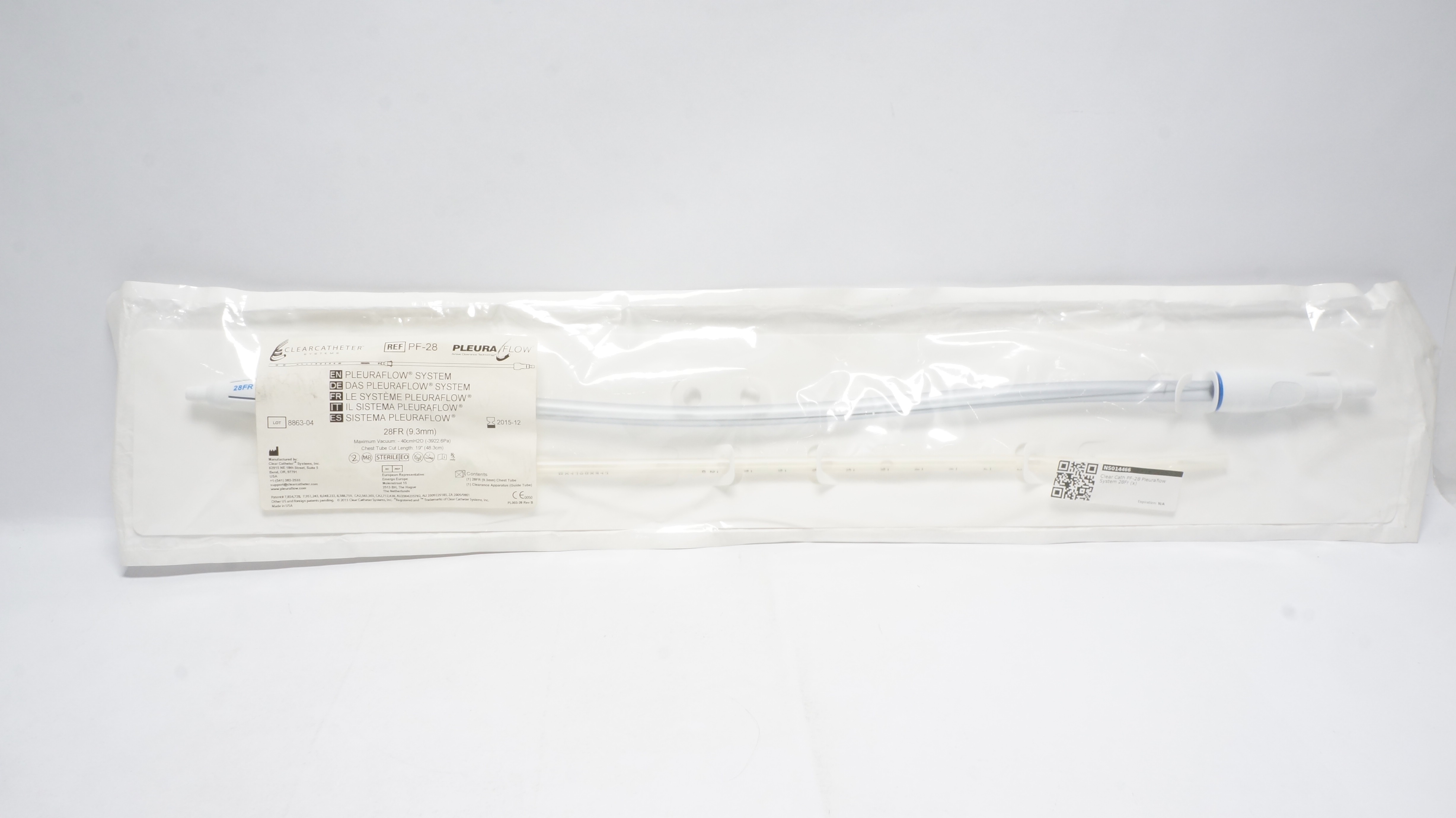 ClearFlow PF-28 PLEURAFLOW ACT System 28Fr.