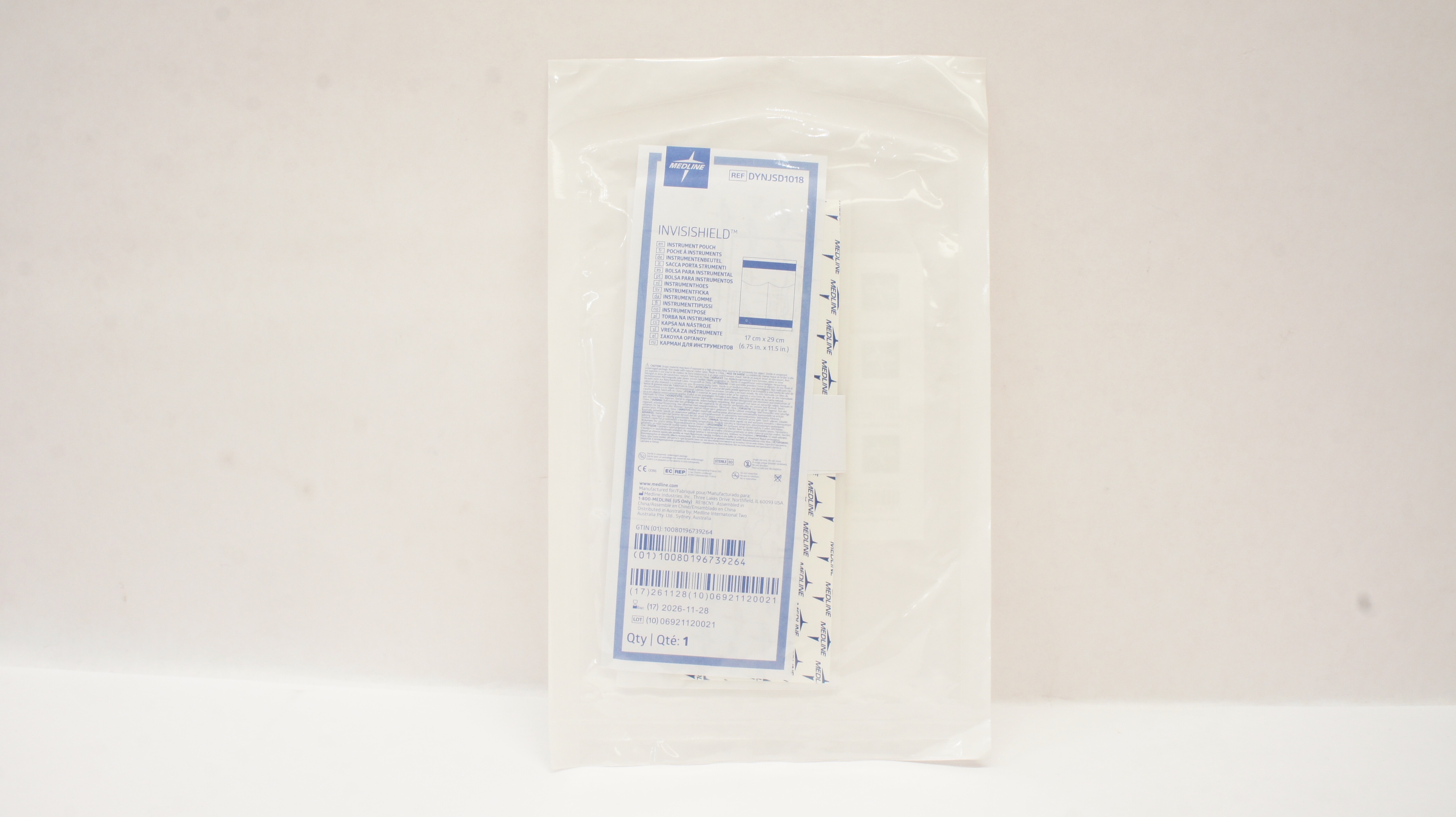 Medline DYNJSD1018L INVISISHIELD Long Instrument Pouch 10inch x 18inch