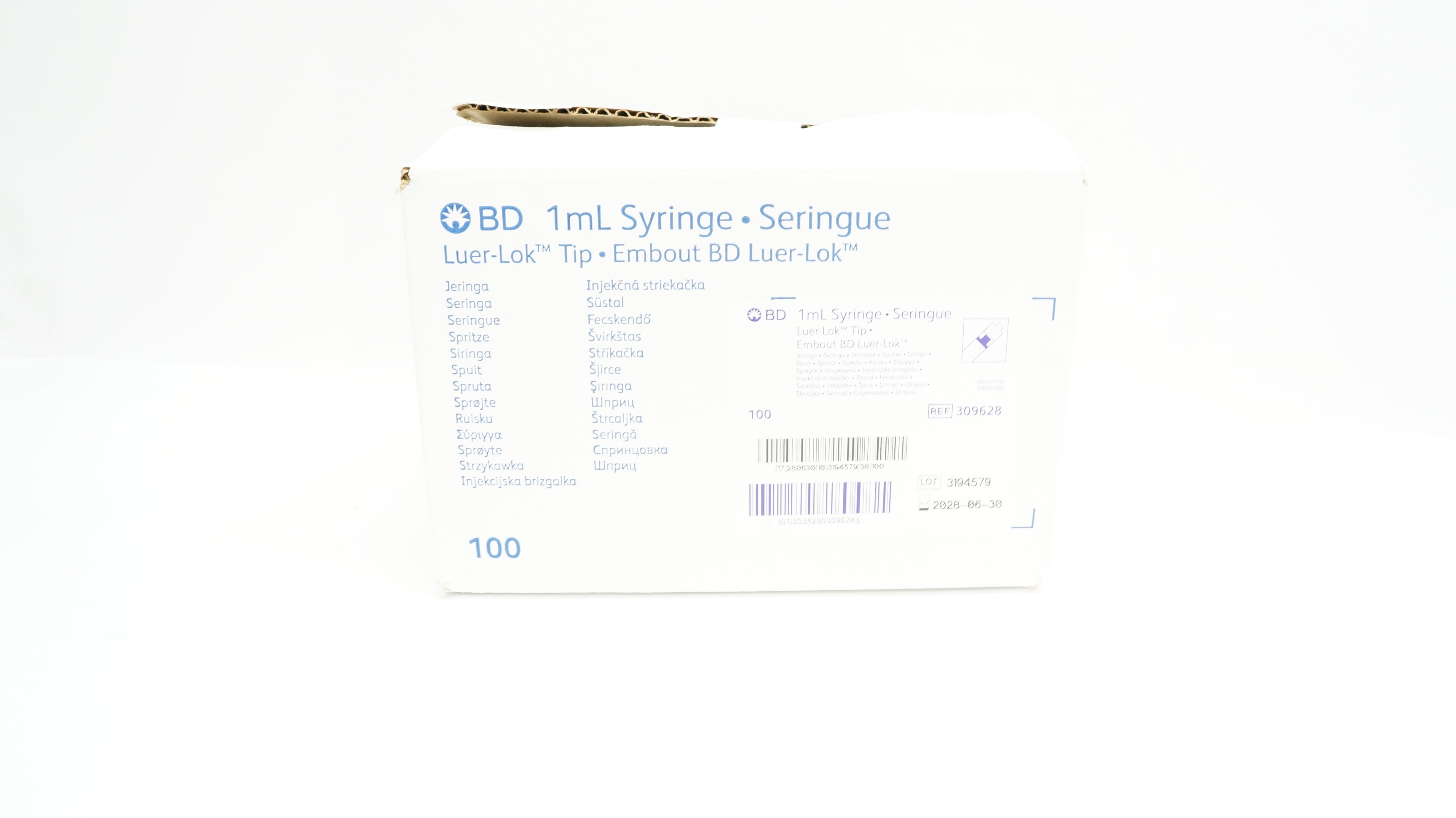 BD 309628 1ml Luer Lok Tip Syringe - Box of 100