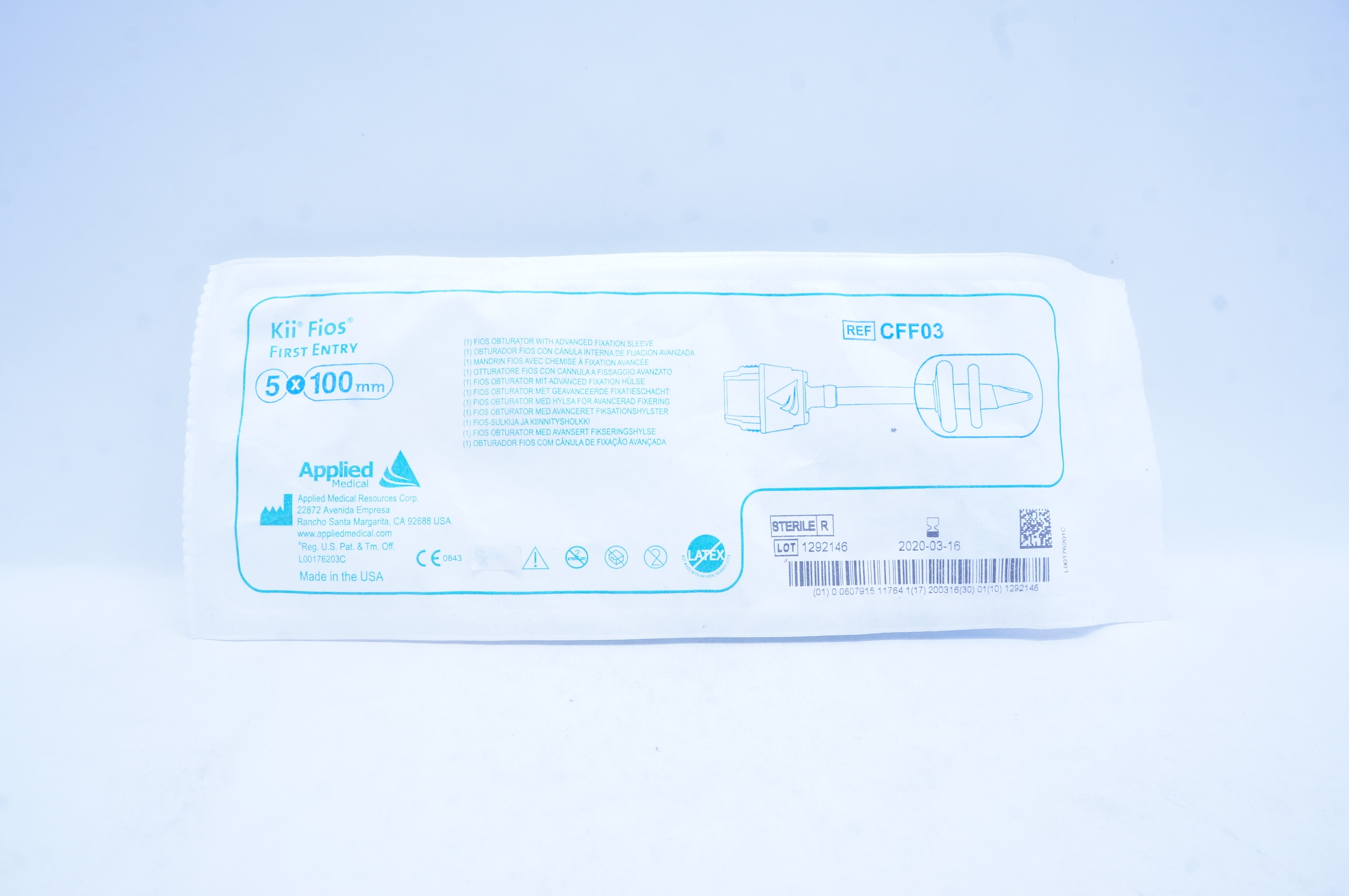 Applied Medical CFF03 Kii Fios Obturator w/Advanced Fixation Sleeve 5 x100mm (x)