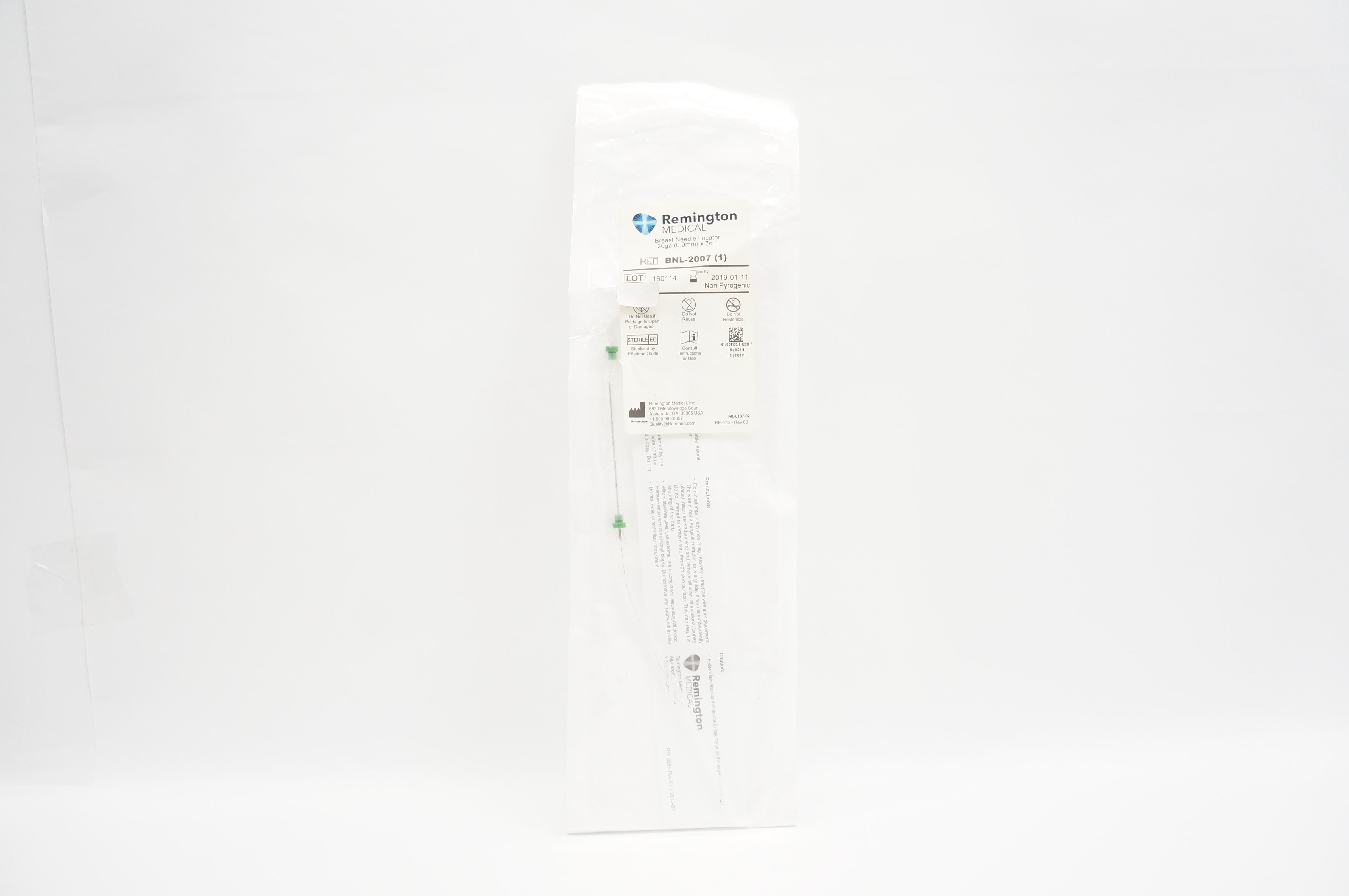 Remington Medical BNL-2007 Breast Ndle Locator 20ga x 7cm (x)