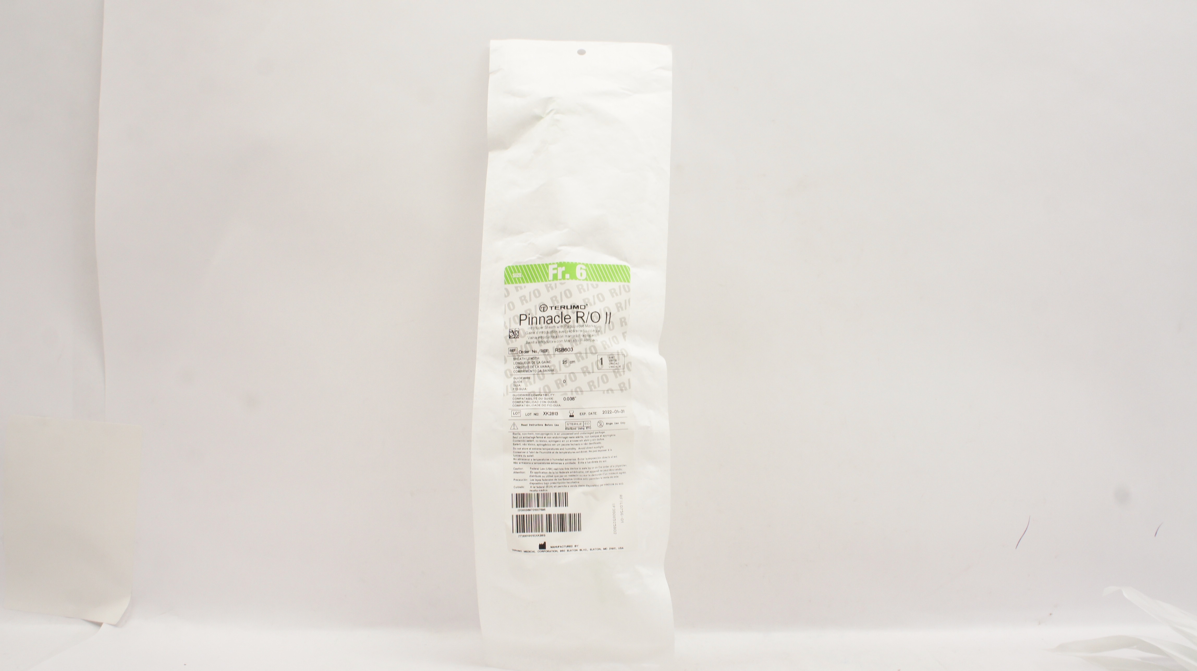 Terumo RSB603 Pinnacle R/O II Introducer Sheath 6Fr. x 25cm x 0.038inch (x)