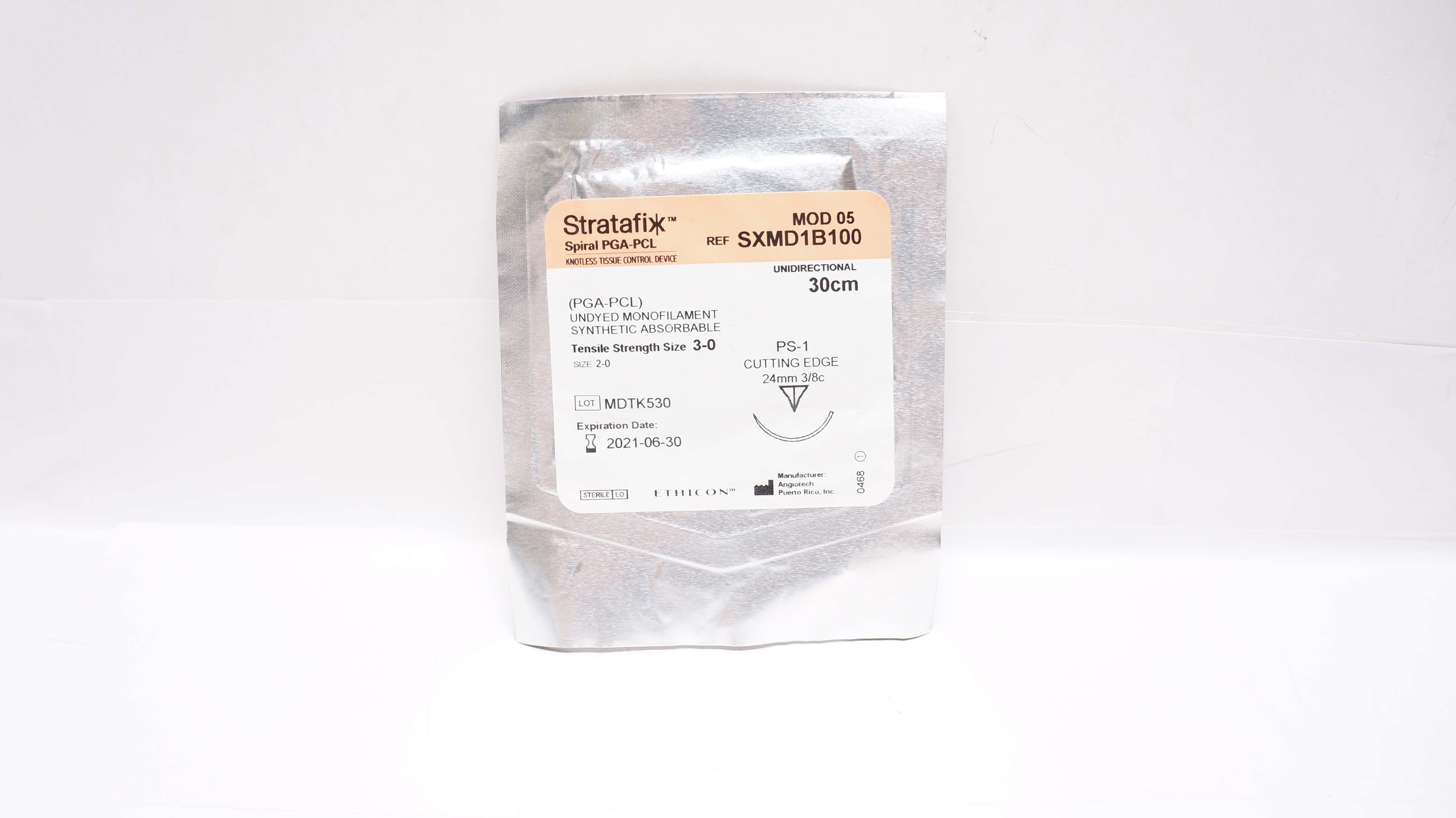 Ethicon SXMD1B100 Stratafix 3-0 Spiral, PS-1, Cutting Edge 24mm 3/8c, 30cm (x)