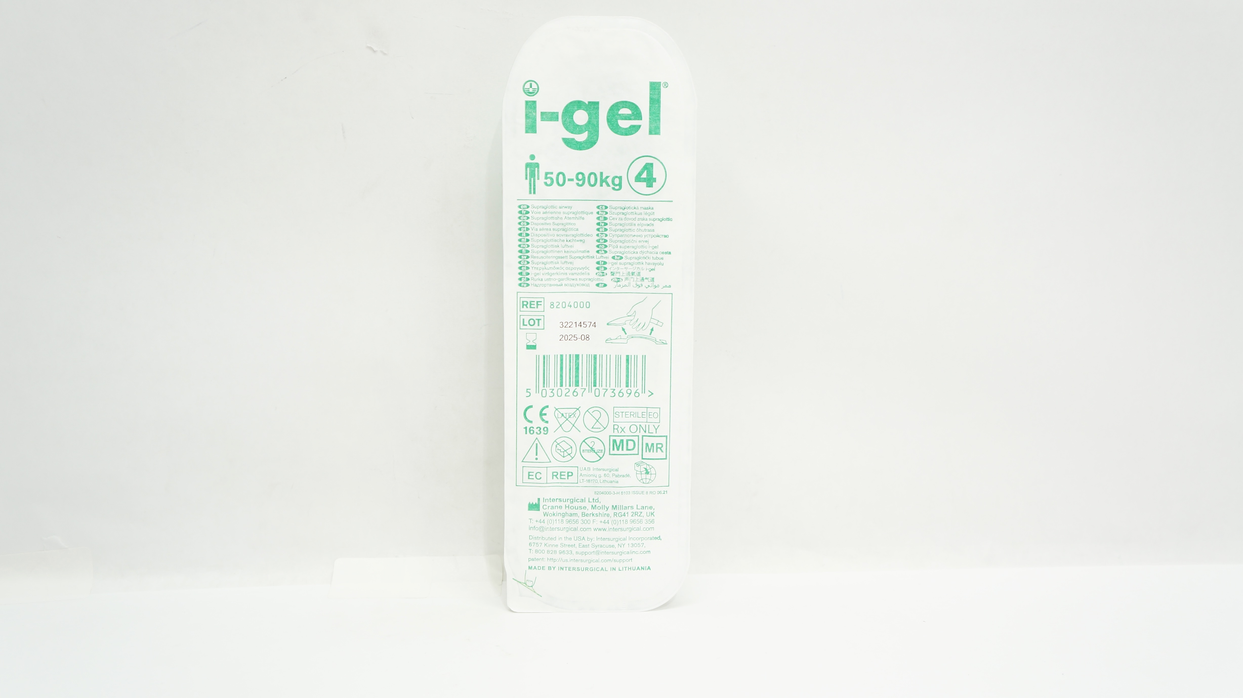 Intersurgical 8204000 I-Gel Supraglottic Airway 50 - 90kg, Size 4
