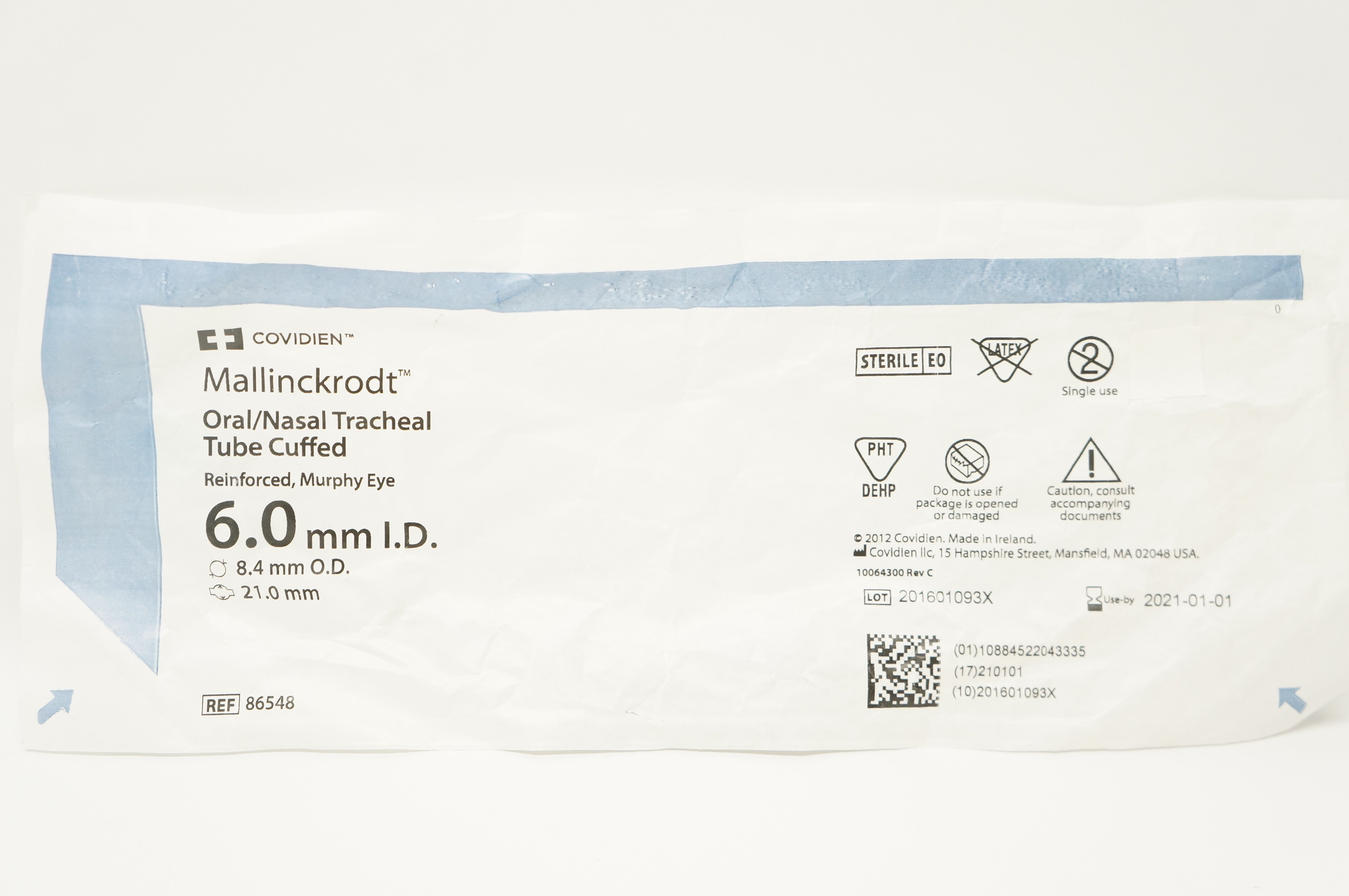Covidien 86548 Mallinckrodt Oral/Nasal Tracheal Tube 6.0ID x 8.4OD x 21mm (x)