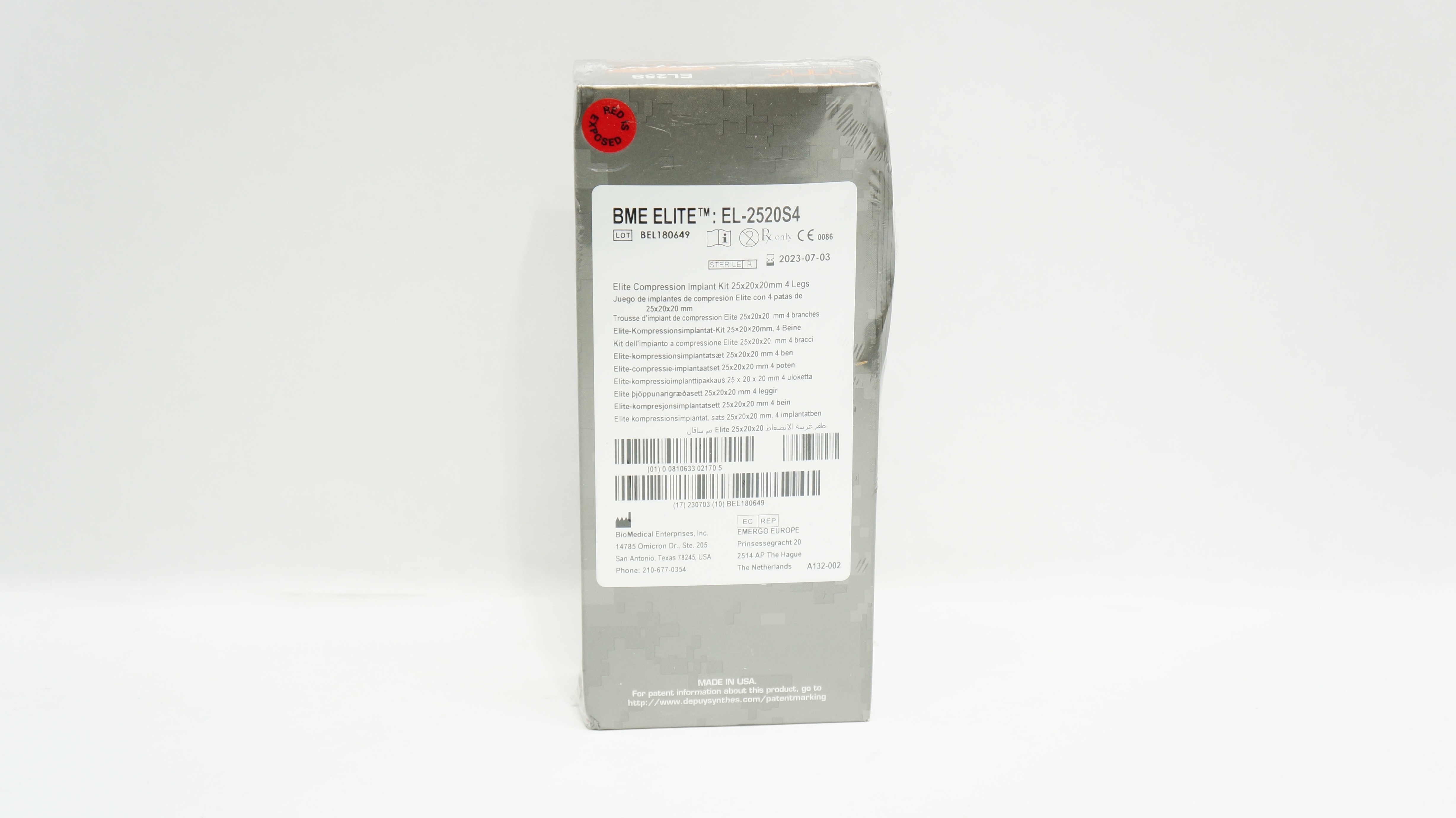 BioMedical EL-2520S4 BME Elite Elite Compression Implant Kit 25x20x20mm 4Legs(x)