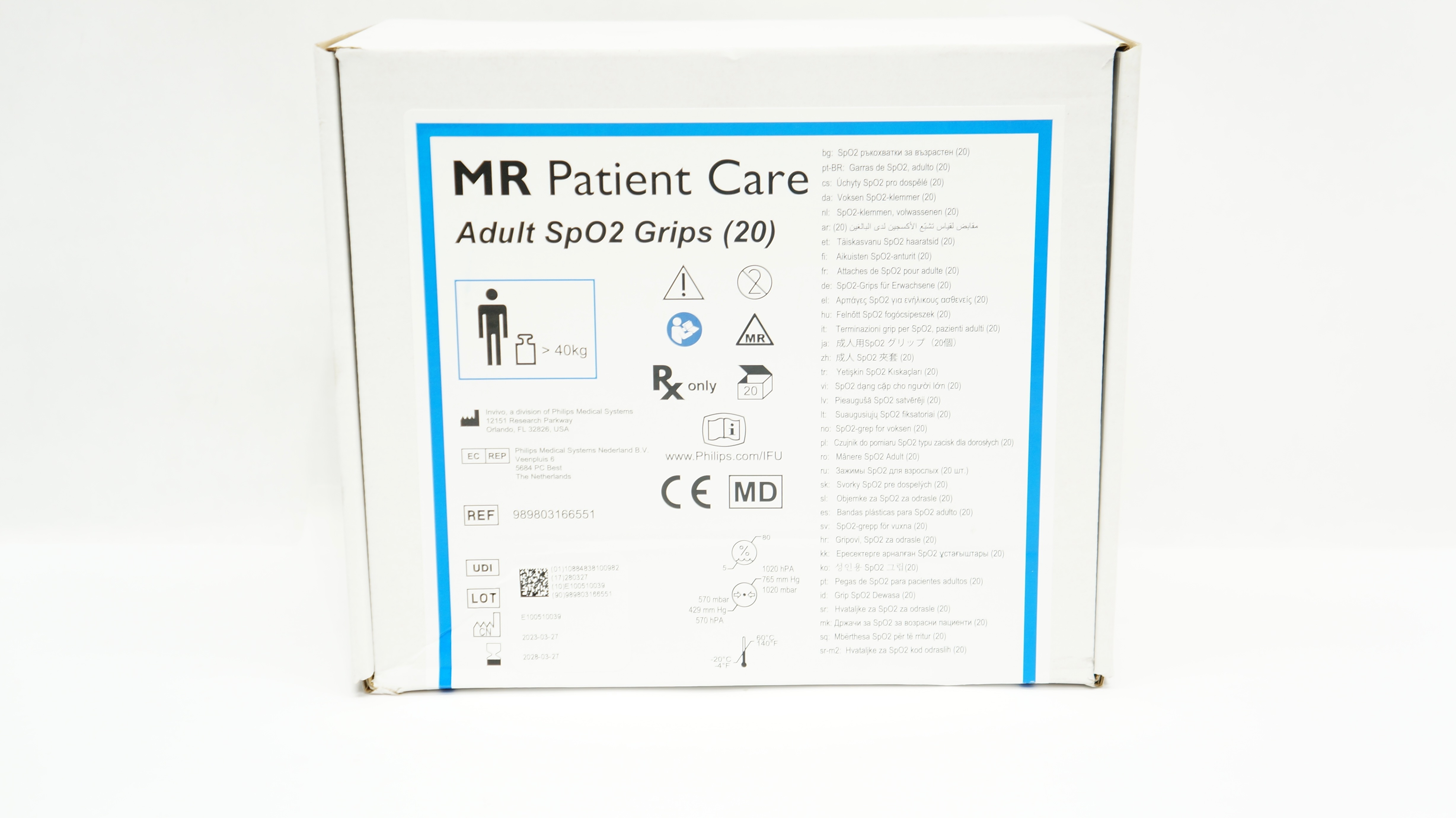 Invivo 989803166551 MR Patient Care Adult SpO2 Grips >40kg - Box of 20