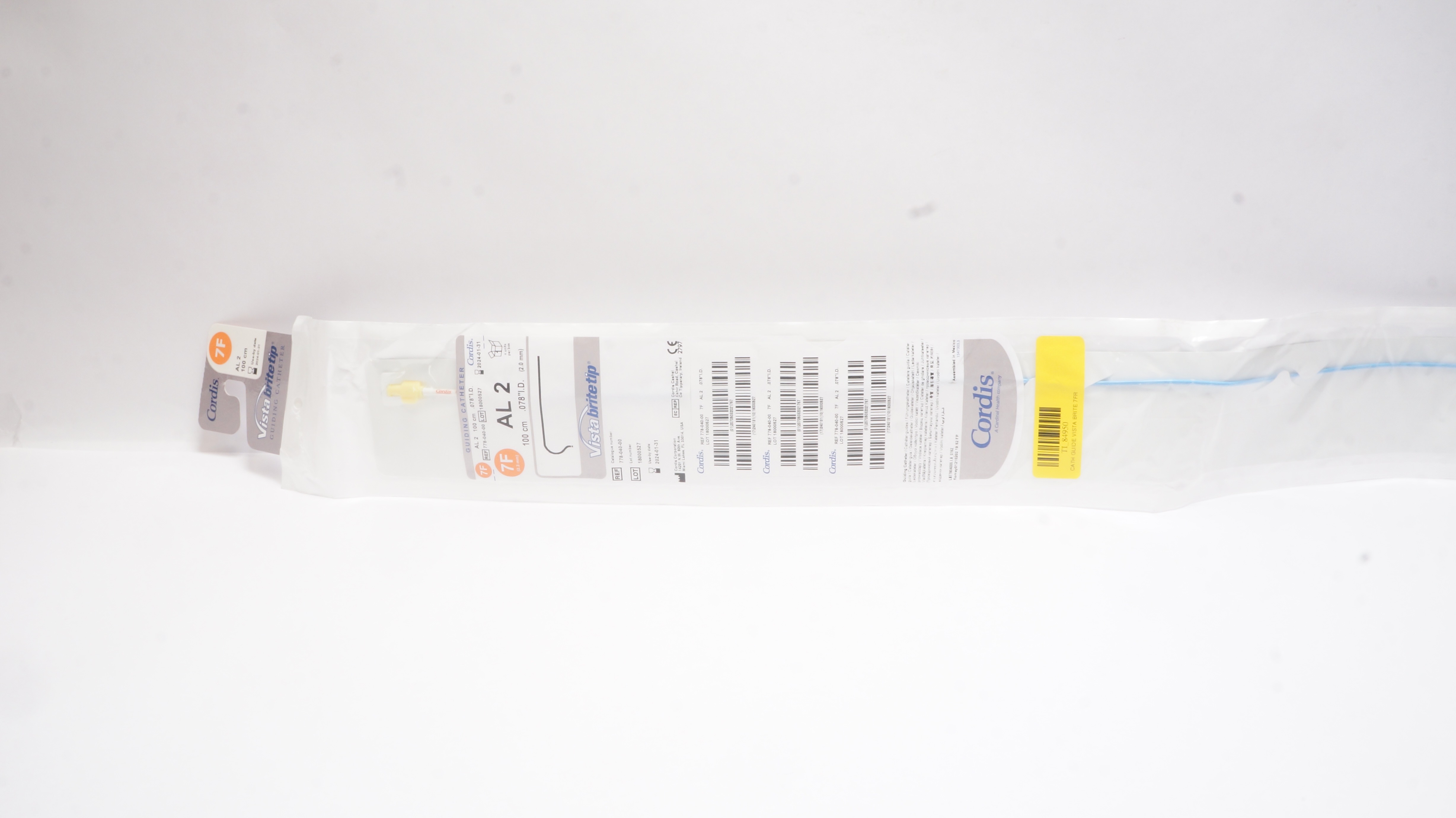 Cordis 778-040-00 Vista Brite Tip AL 2 Guiding Cath. 7F x 100cm x .078inch