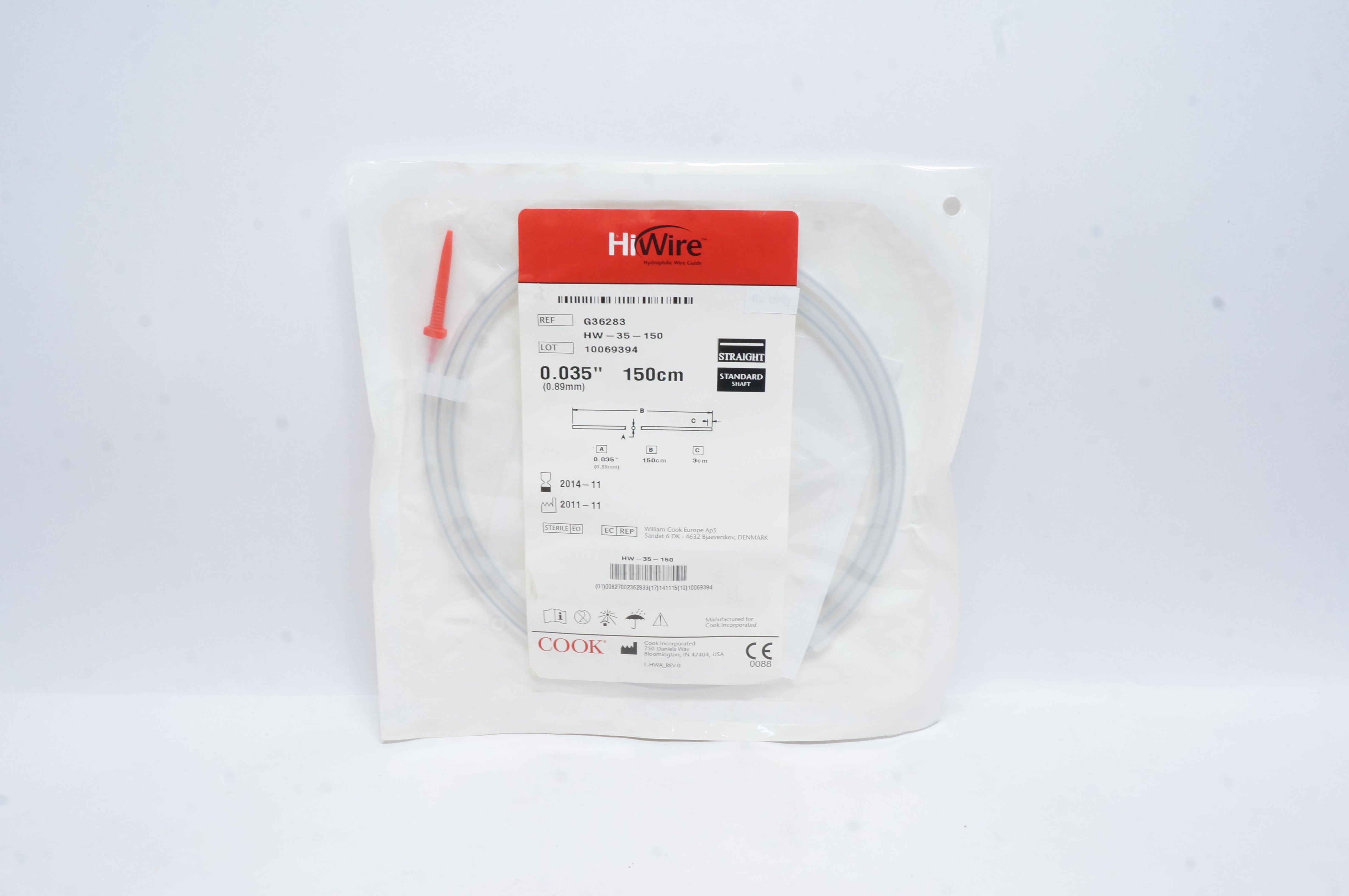 Cook Medical G36283 HiWire Hydrophilic Wire Guide 0.035inch x 150cm (x)