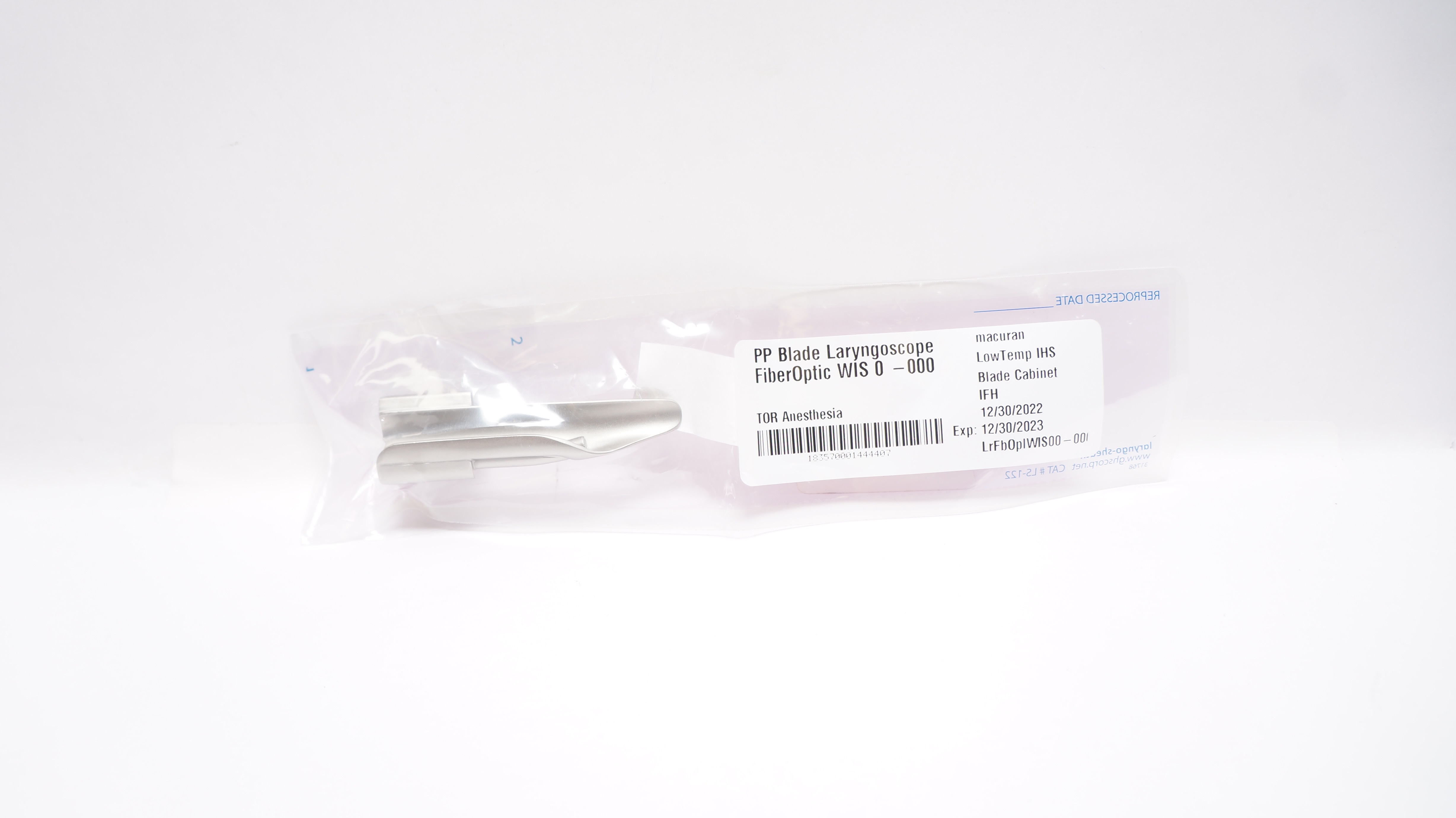 GHS LS-122 PP Blade Laryngoscope FiberOptic Miller 00-000