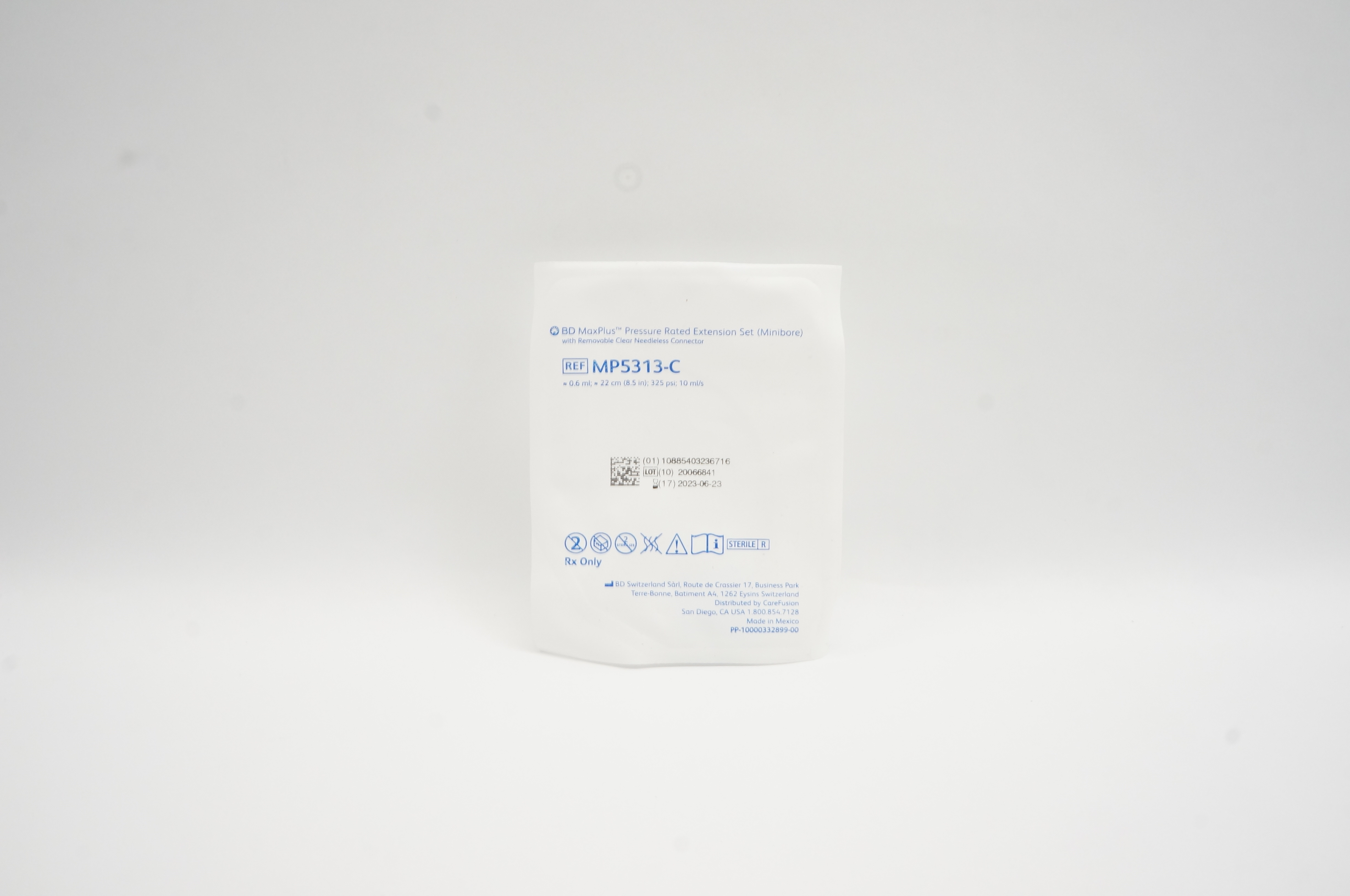 BD MP5313-C MaxPlus Pressure Rated Extension Set  0.6ml x 8.5inch