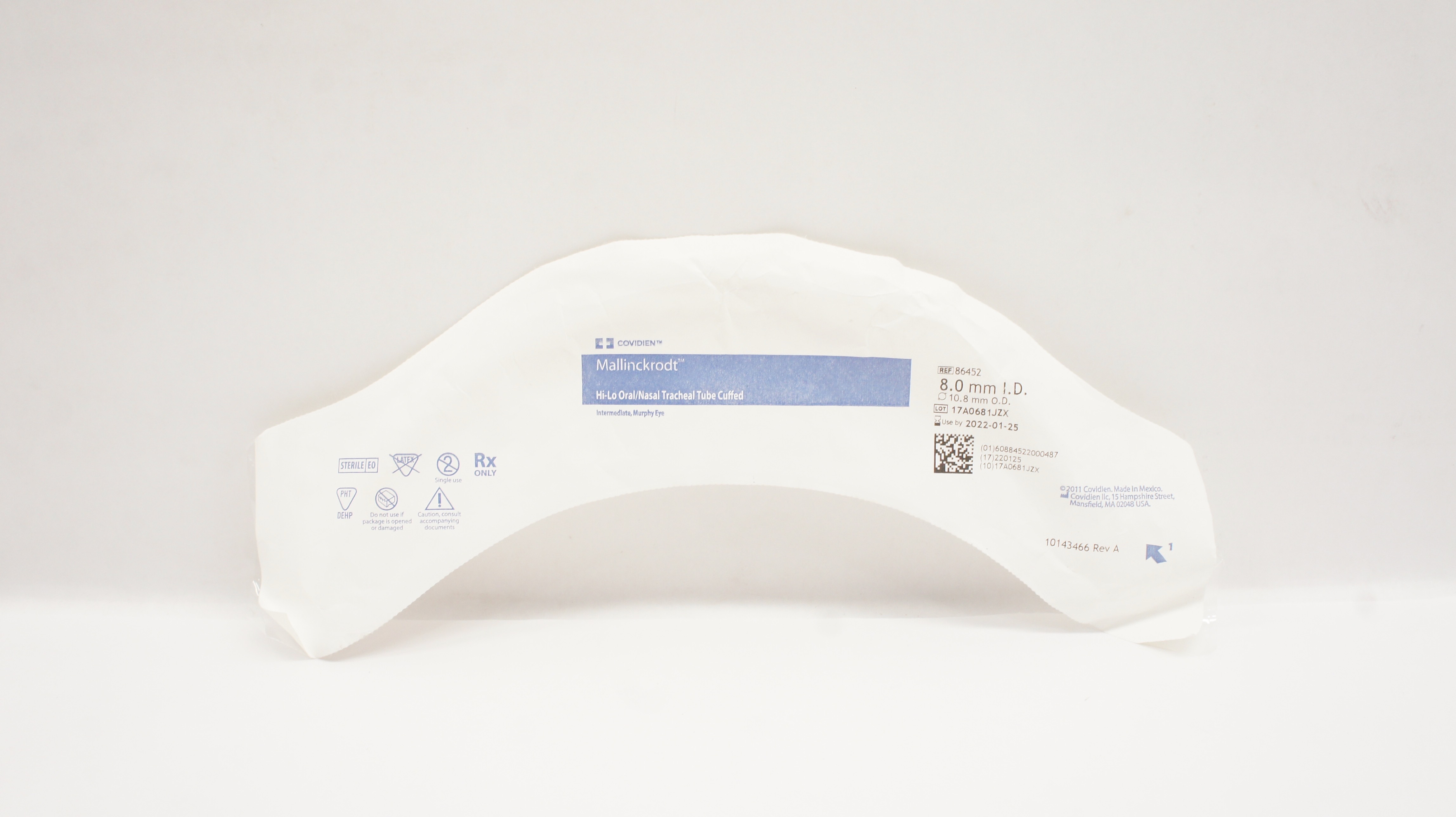 Covidien 86452 Mallinckrodt Hi-Lo Oral/Nasal Tracheal Tube Cuffed 8.0mm ID (x)