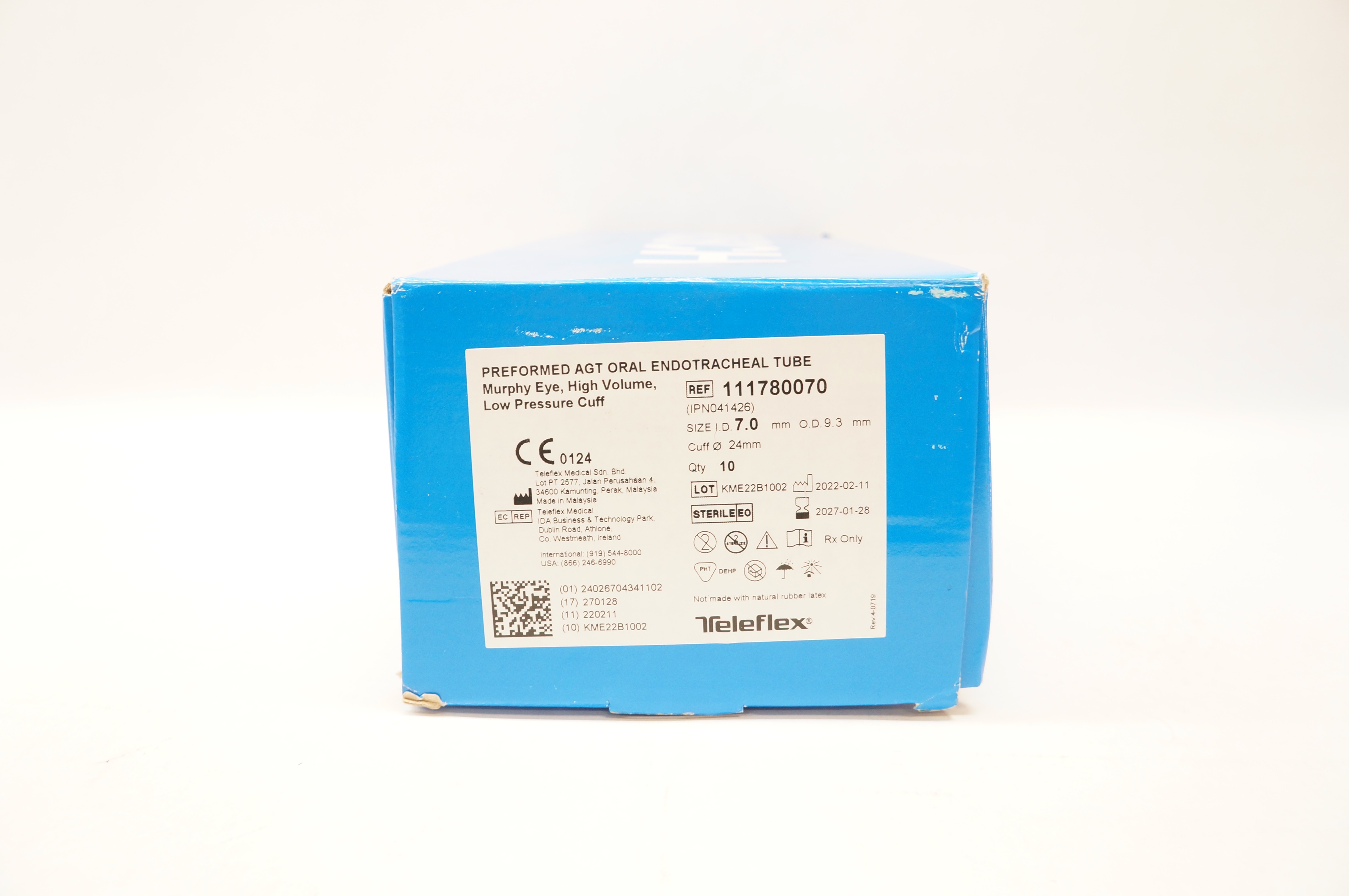 Teleflex 111780070 Preformed AGT Oral Endotracheal Tube 7.0mm - Box of 10