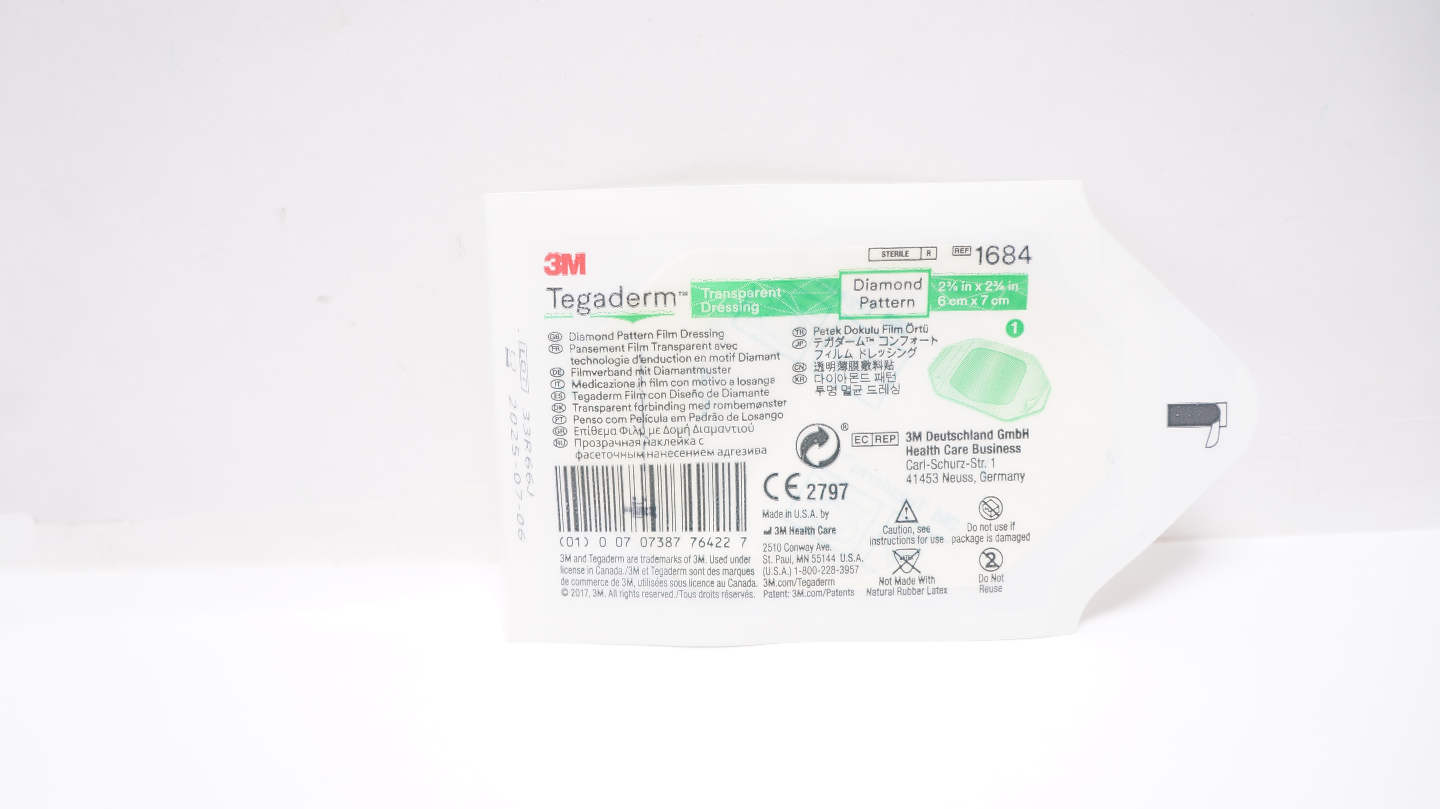 3M 1684 Tegaderm Diamond Pattern Film 2-3/8inch x 2-3/4inch