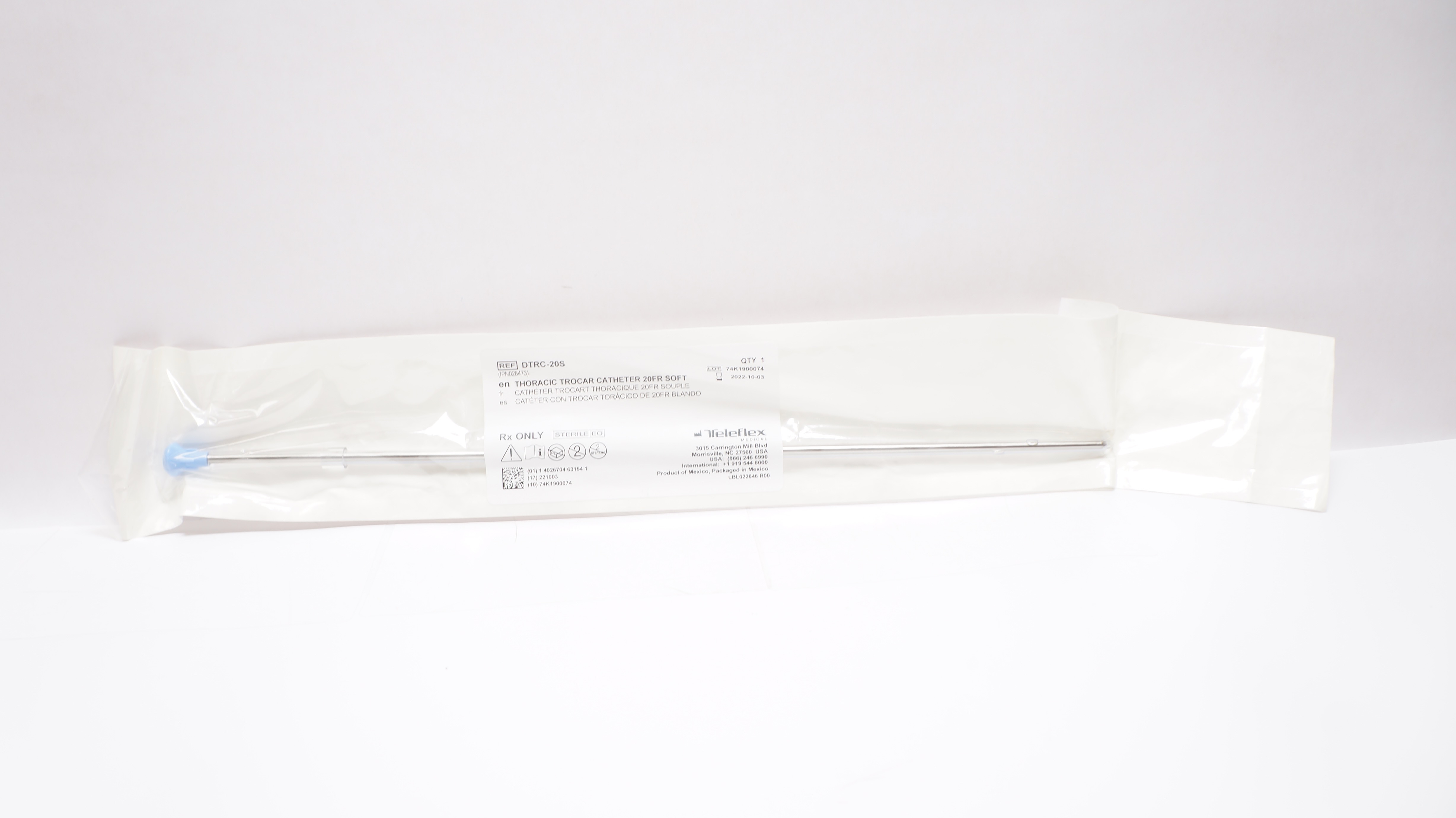Teleflex DTRC-20S Thoracic Trocar Cath. 20Fr. Soft (x)