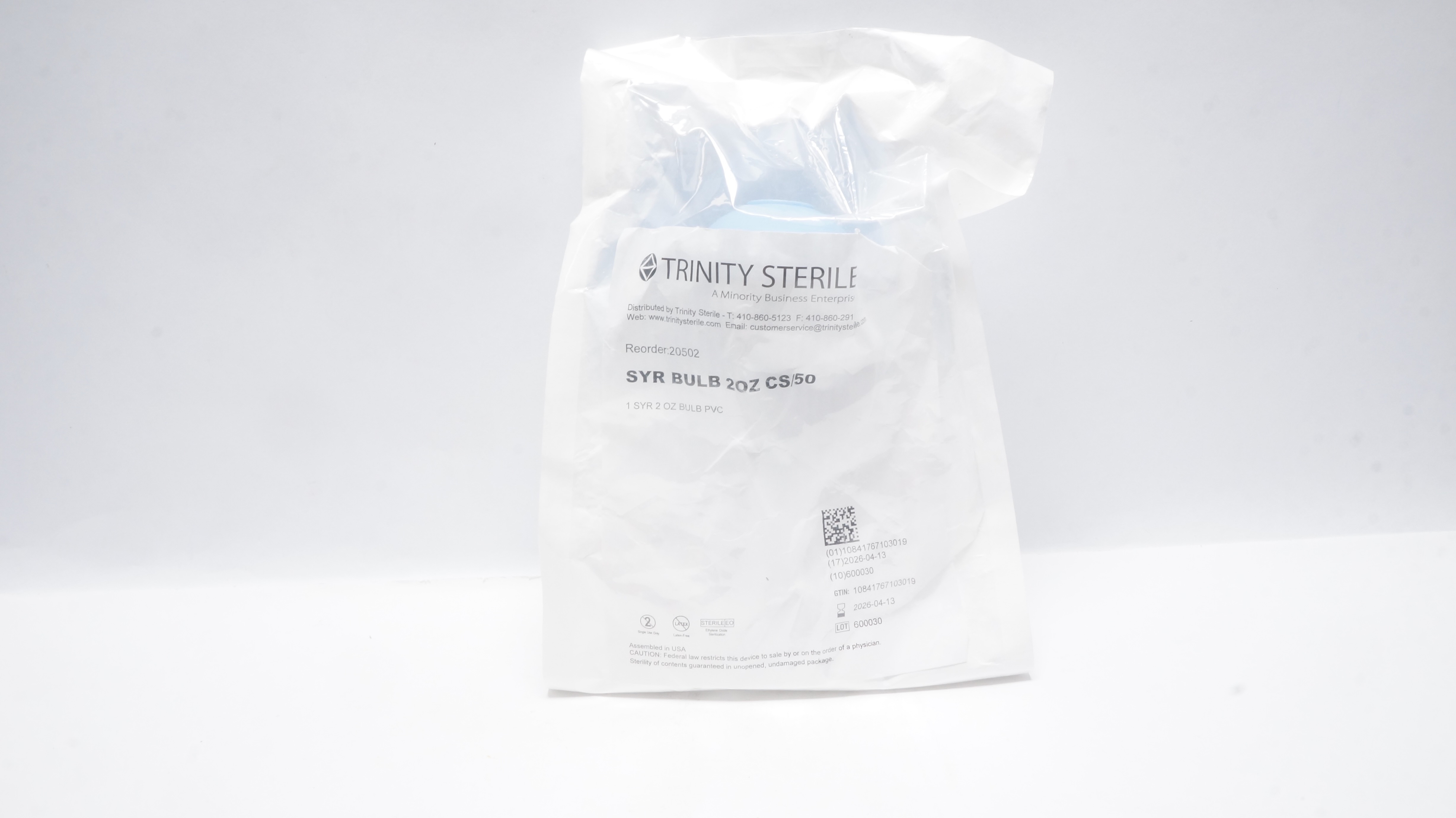 Trinity 20502 Sterile Bulb Syringe 2oz.