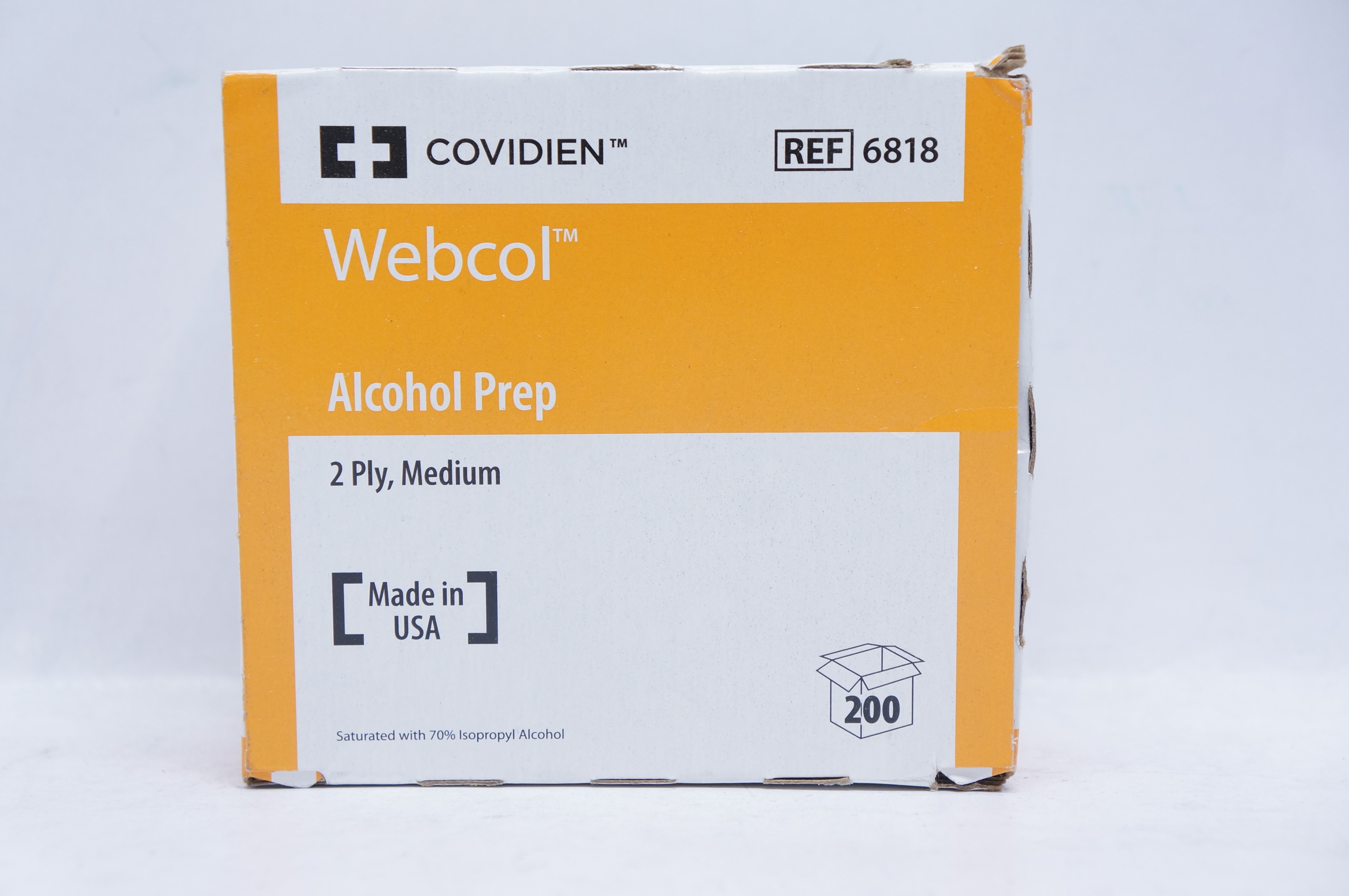 Covidien 6818 Webcol Alcohol Prep, 2Ply Medium - Box of 200