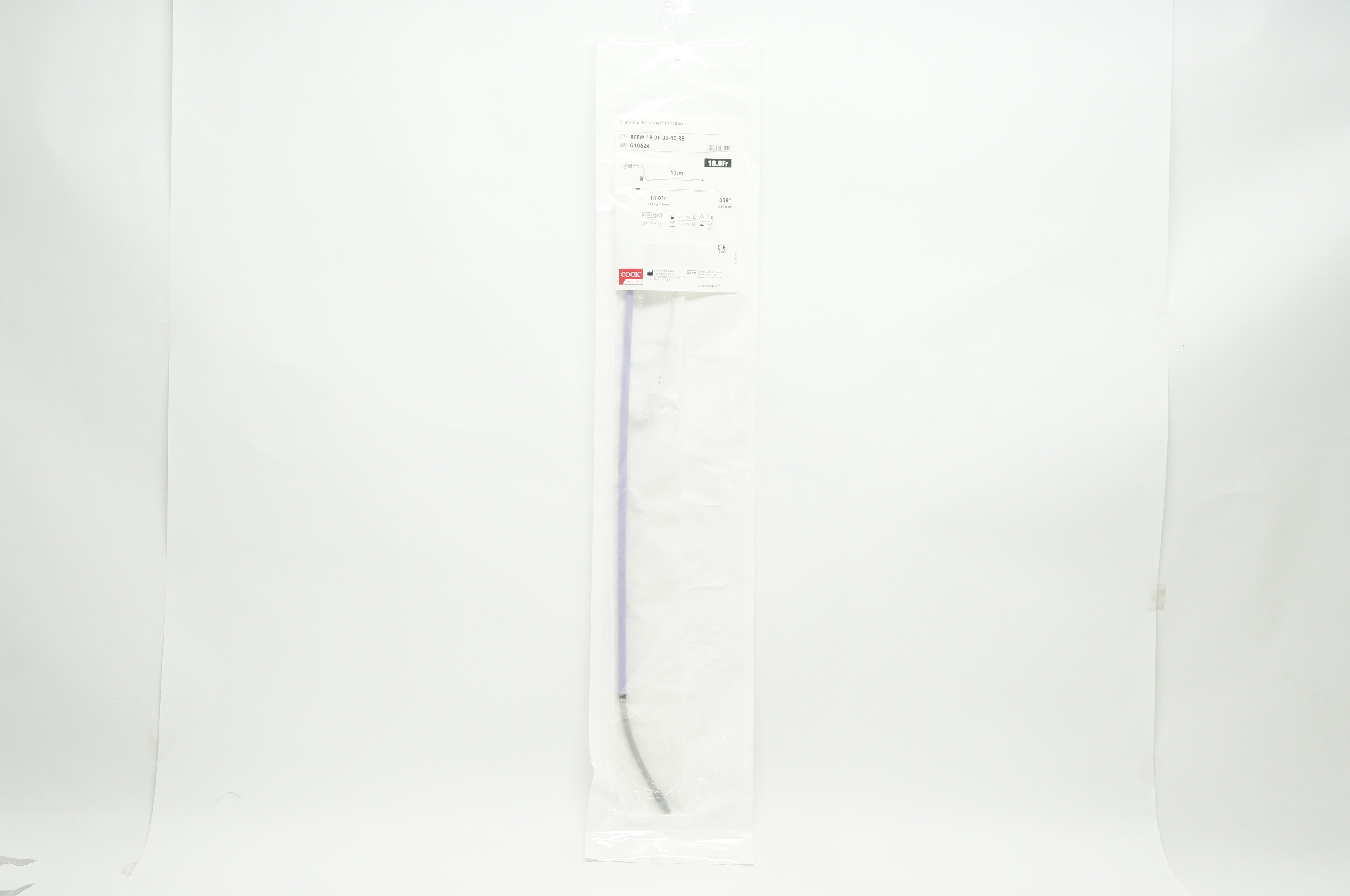 Cook Medical G10626 Check-Flo Performer Introducer 18.0Fr x 0.038inch x 40cm (x)