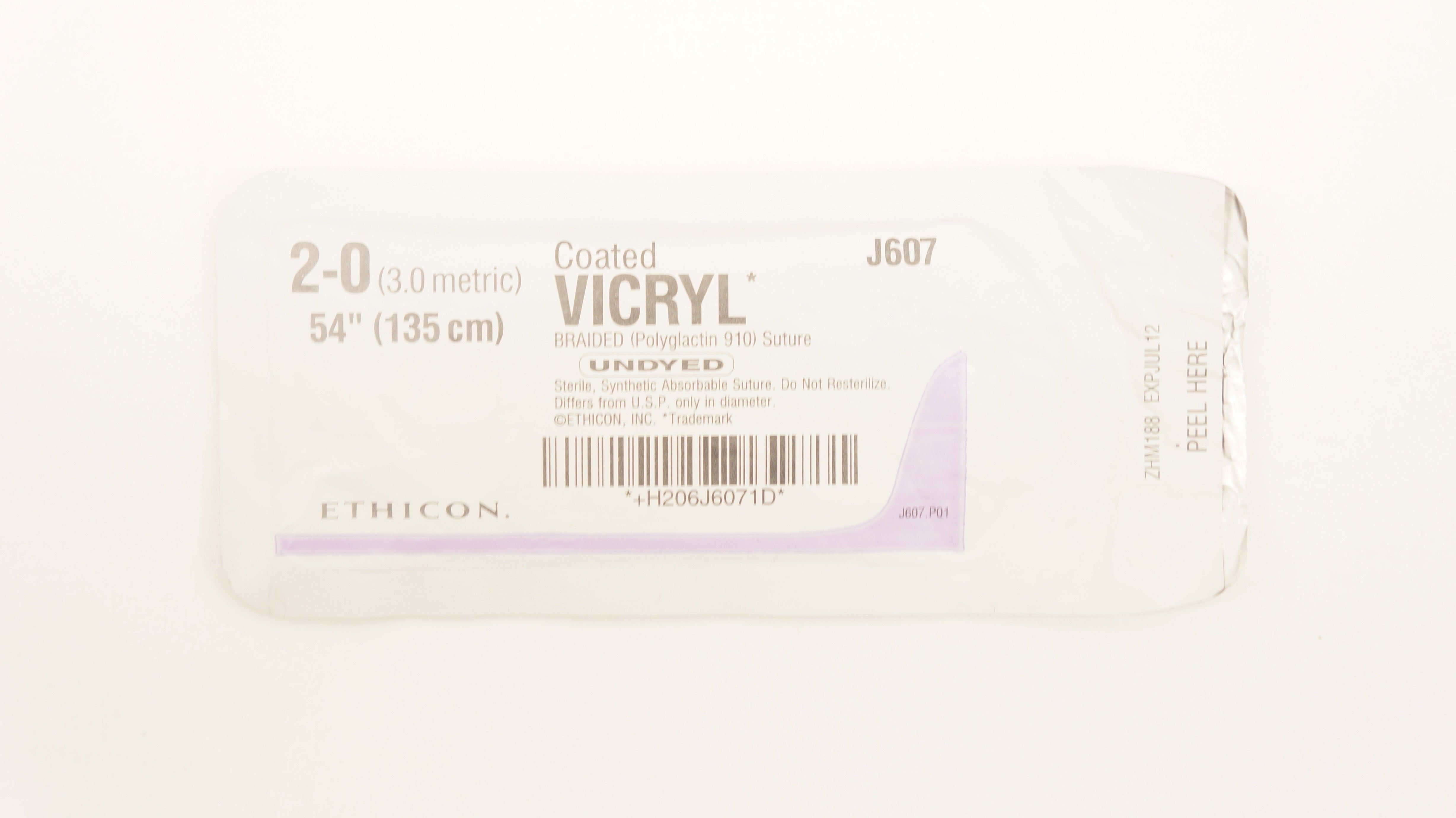 Ethicon J607 2-0 Coated Vicryl Undyed Braided (Polyglactin 910) Stre 54 inch (x)