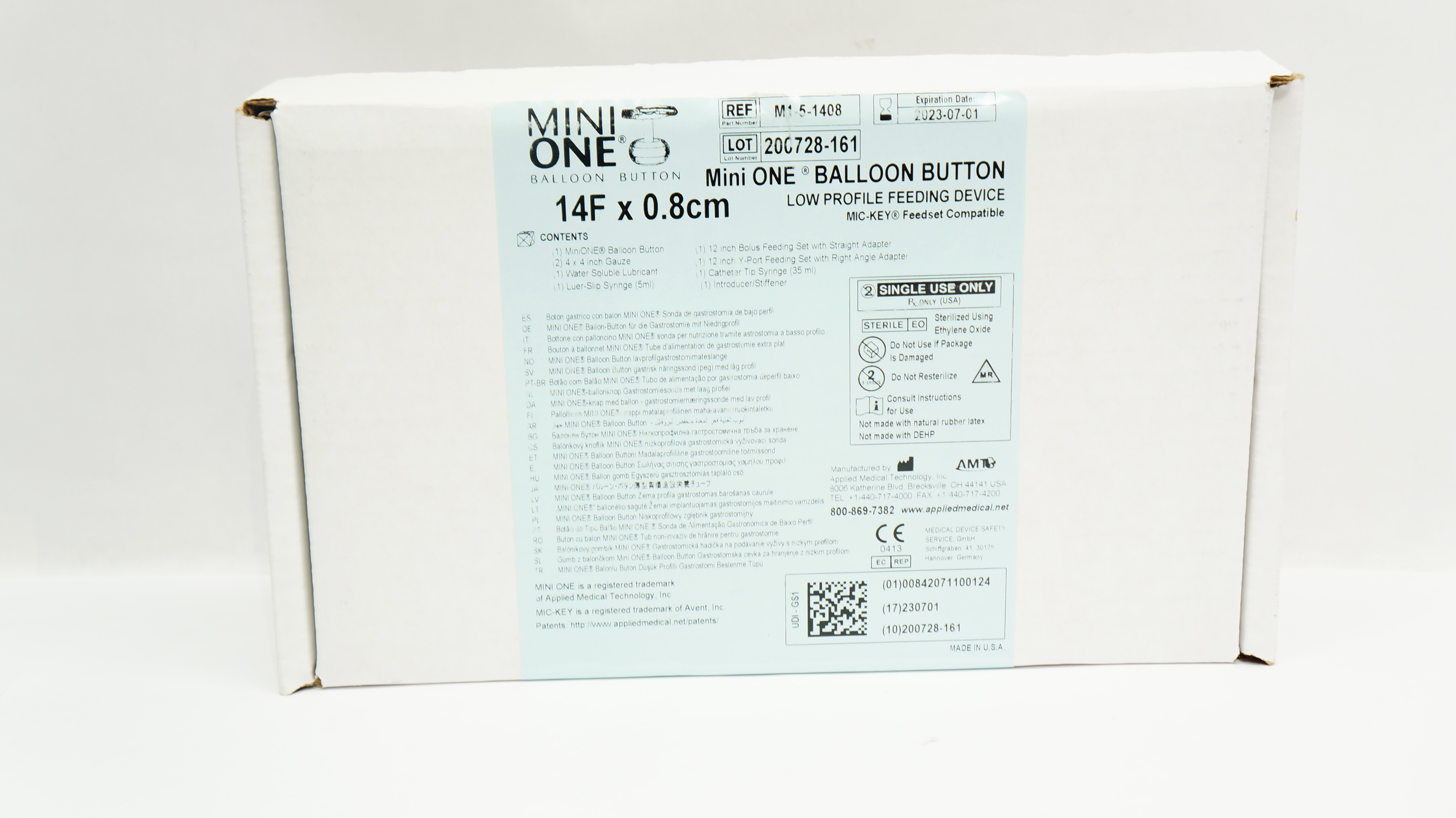 Applied Medical M1-5-1408 Mini One Balloon Button Feeding Device 14F x 0.8cm (x)
