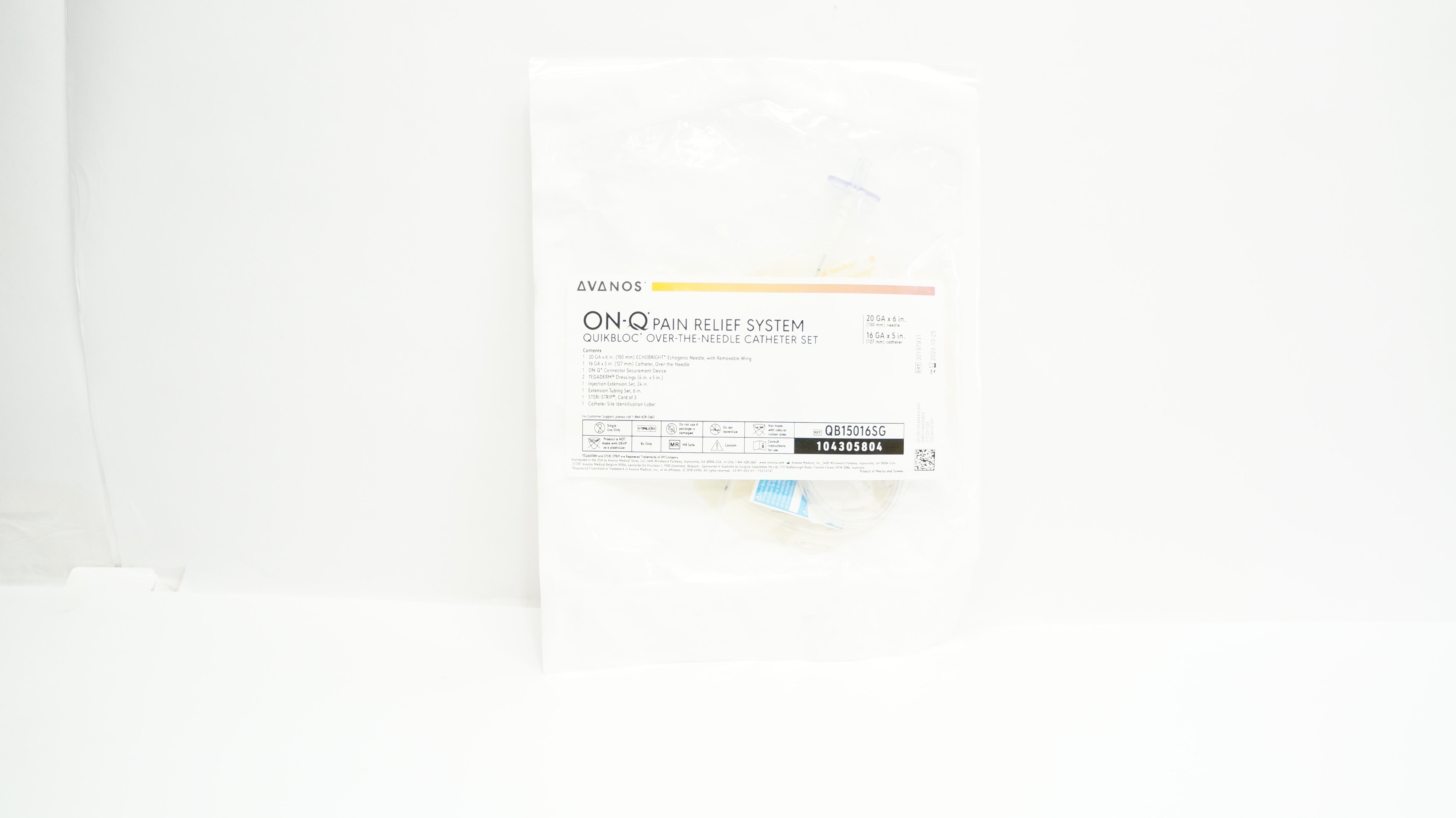 Avanos QB15016SGC Quikbloc Over-The-Ndle Cath. Set 20Ga x 6inch 16Ga x 5inch (x)