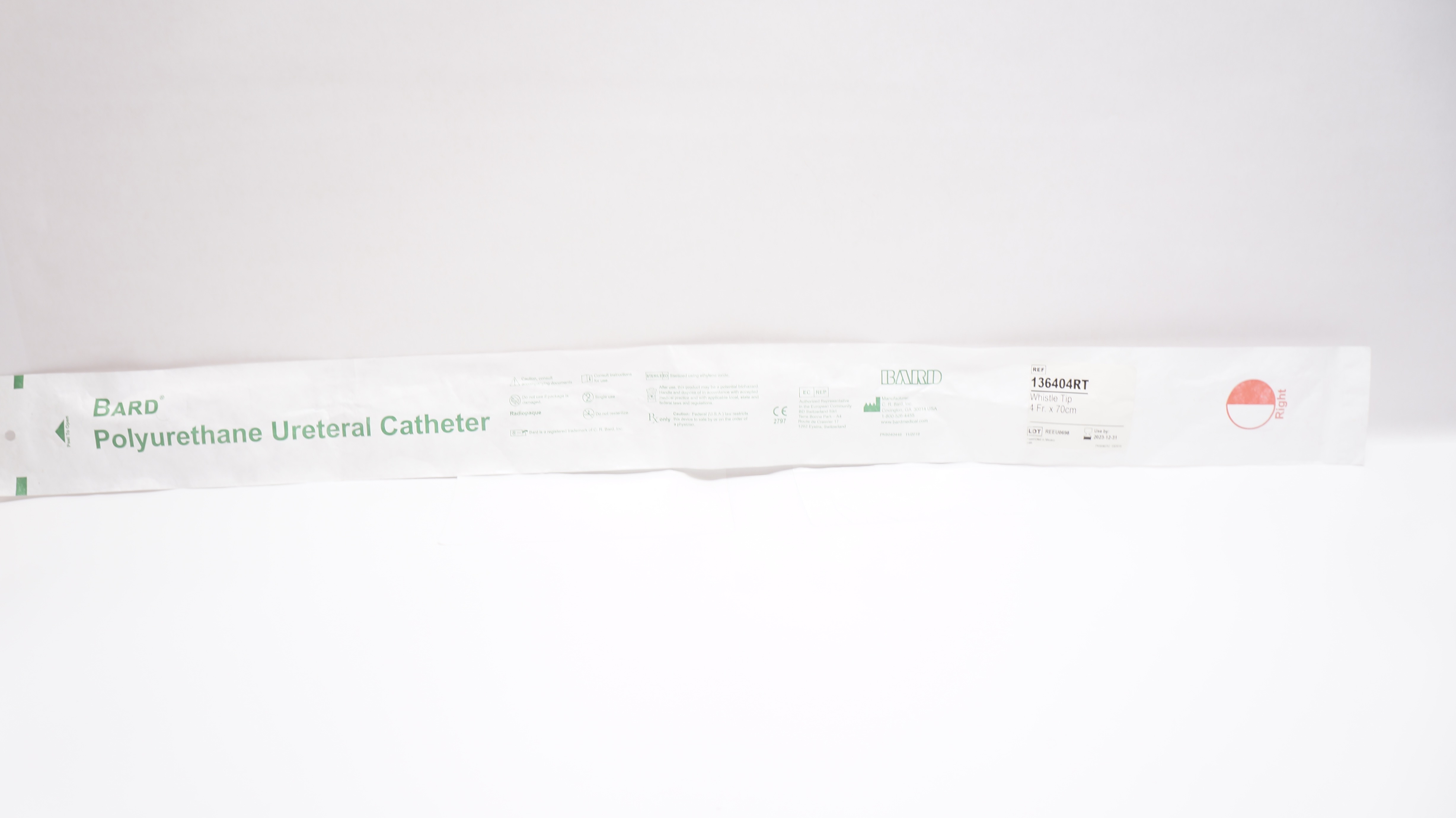 Bard 136404RT Polyurethane Ureteral Cath. Whistle Tip, Right 4Fr. x 70cm (x)