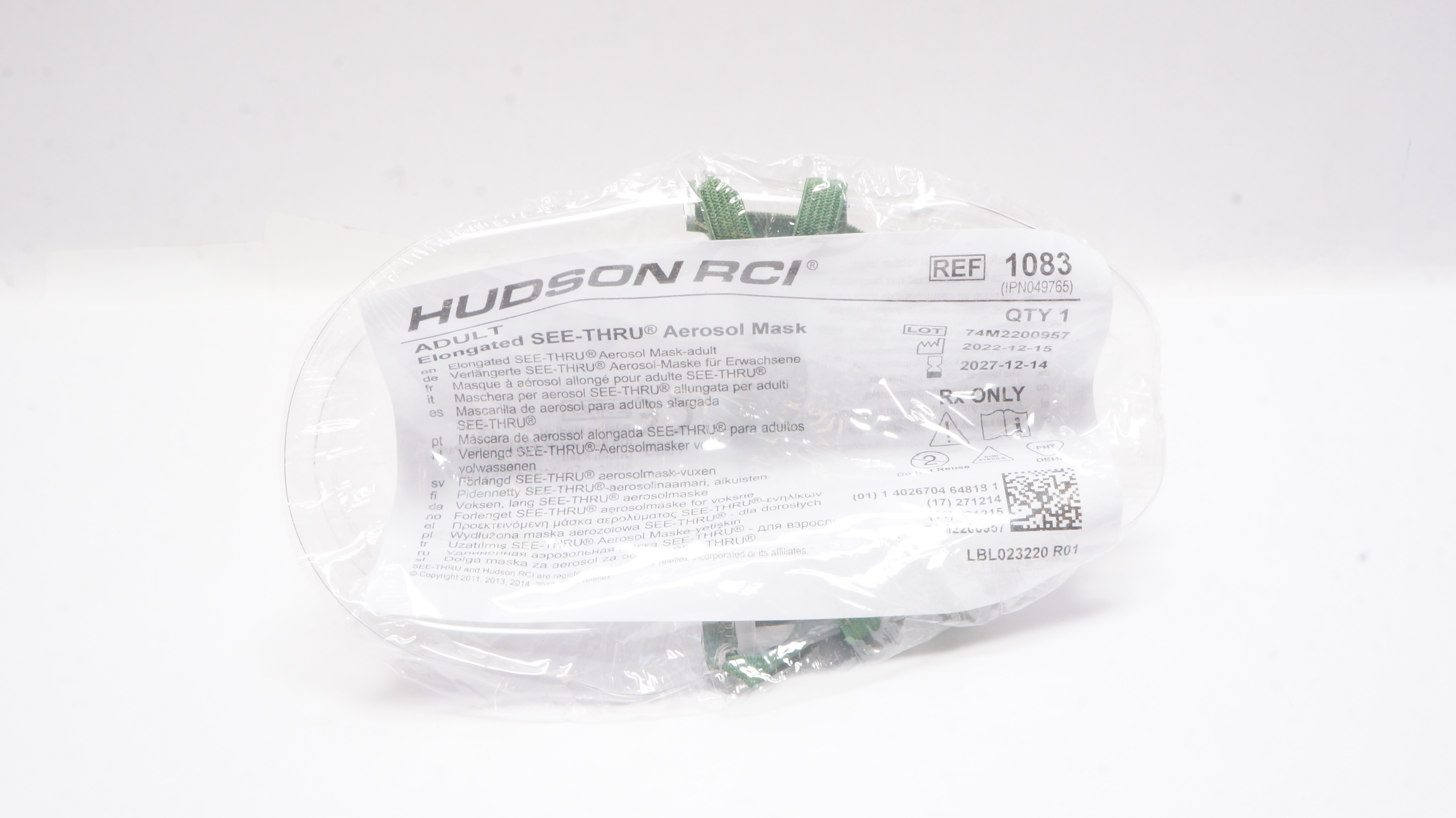 Hudson RCI 1083 Teleflex Elongated SEE-THRU Aerosol Mask Adult