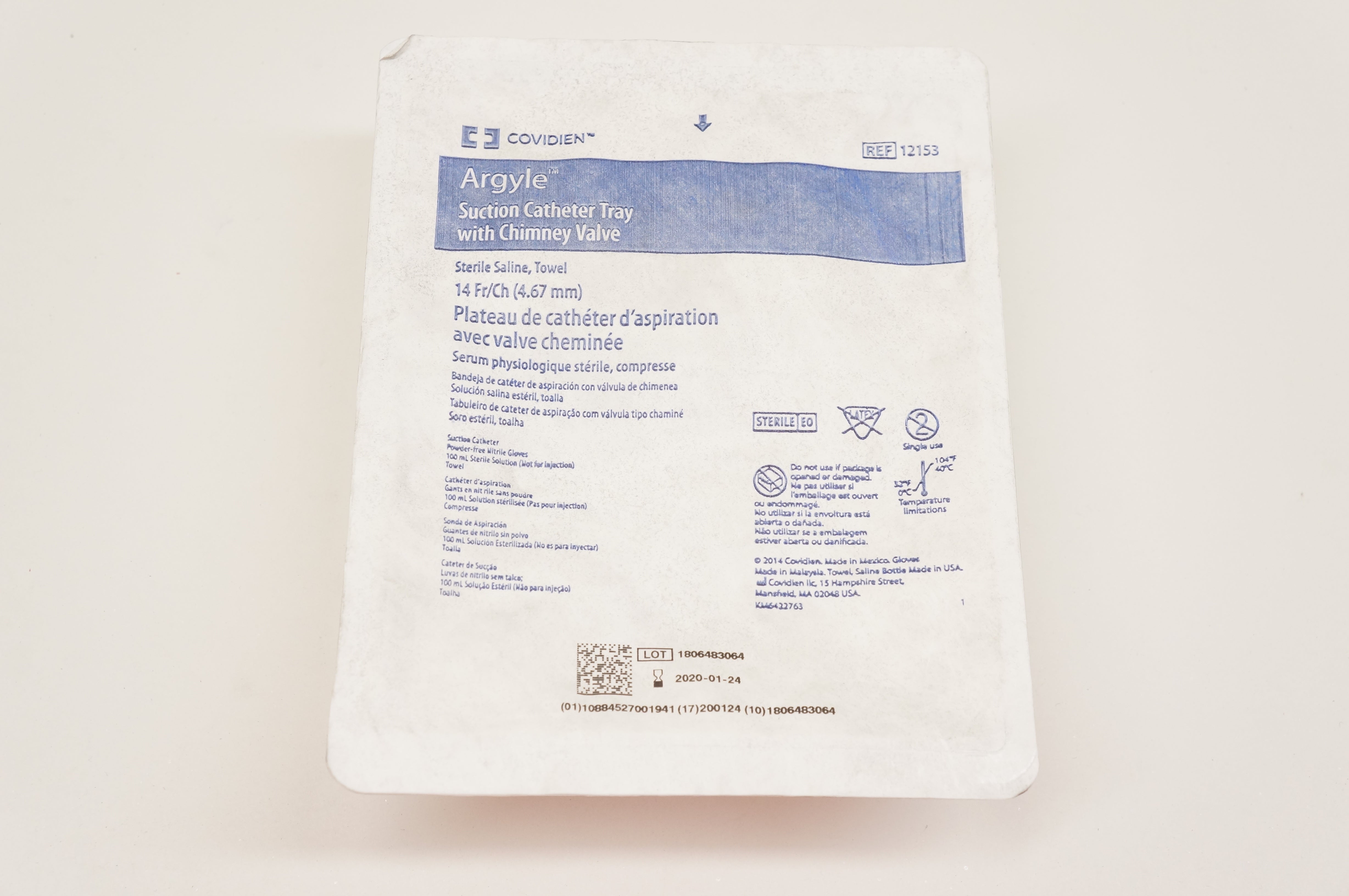 Covidien 12153 Argyle Suction Cath. Tray 14Fr. (x)