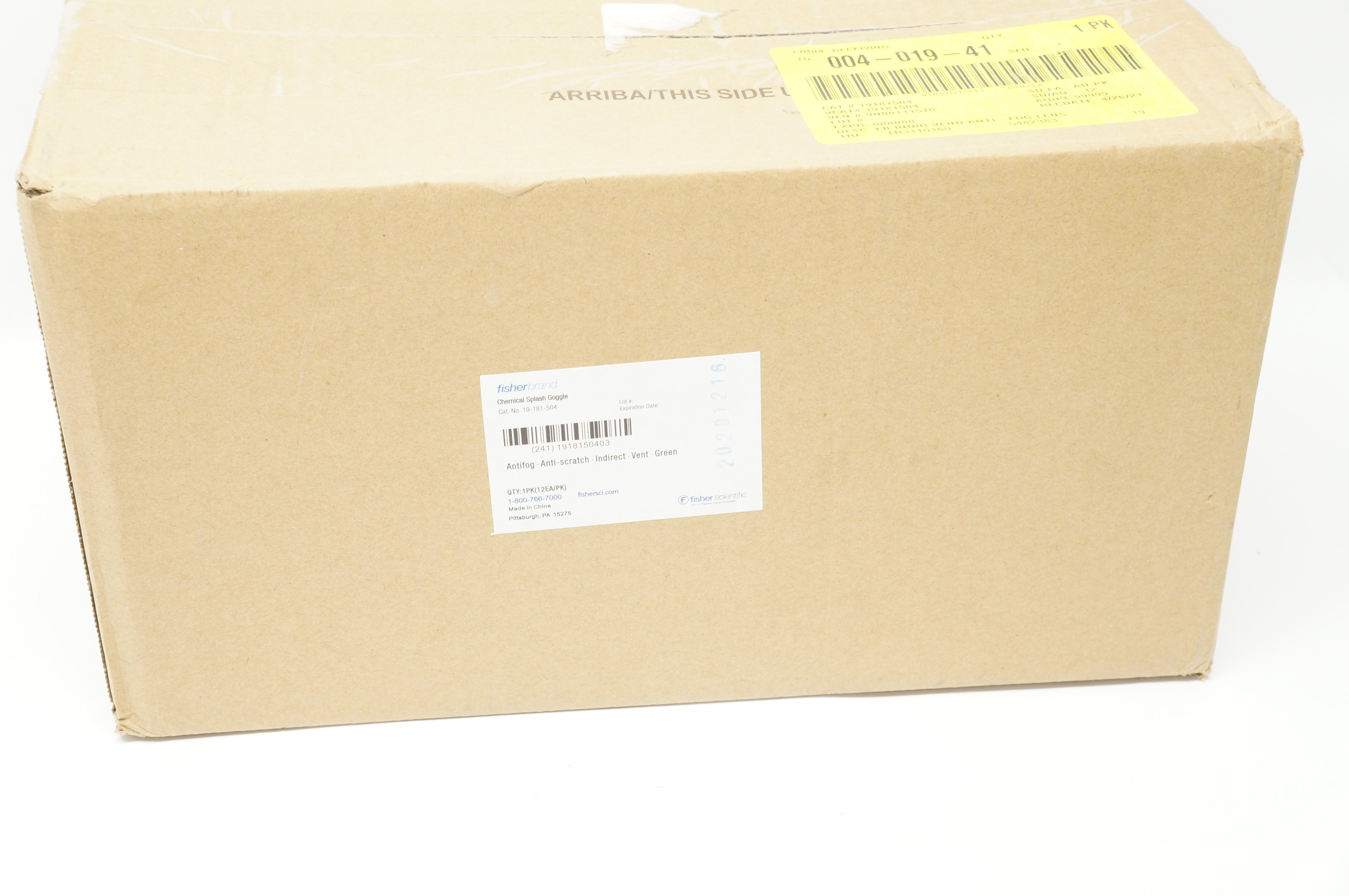 Fisher Brand 19-181-504 Chemical Splash Goggle - Case of 12 (x)