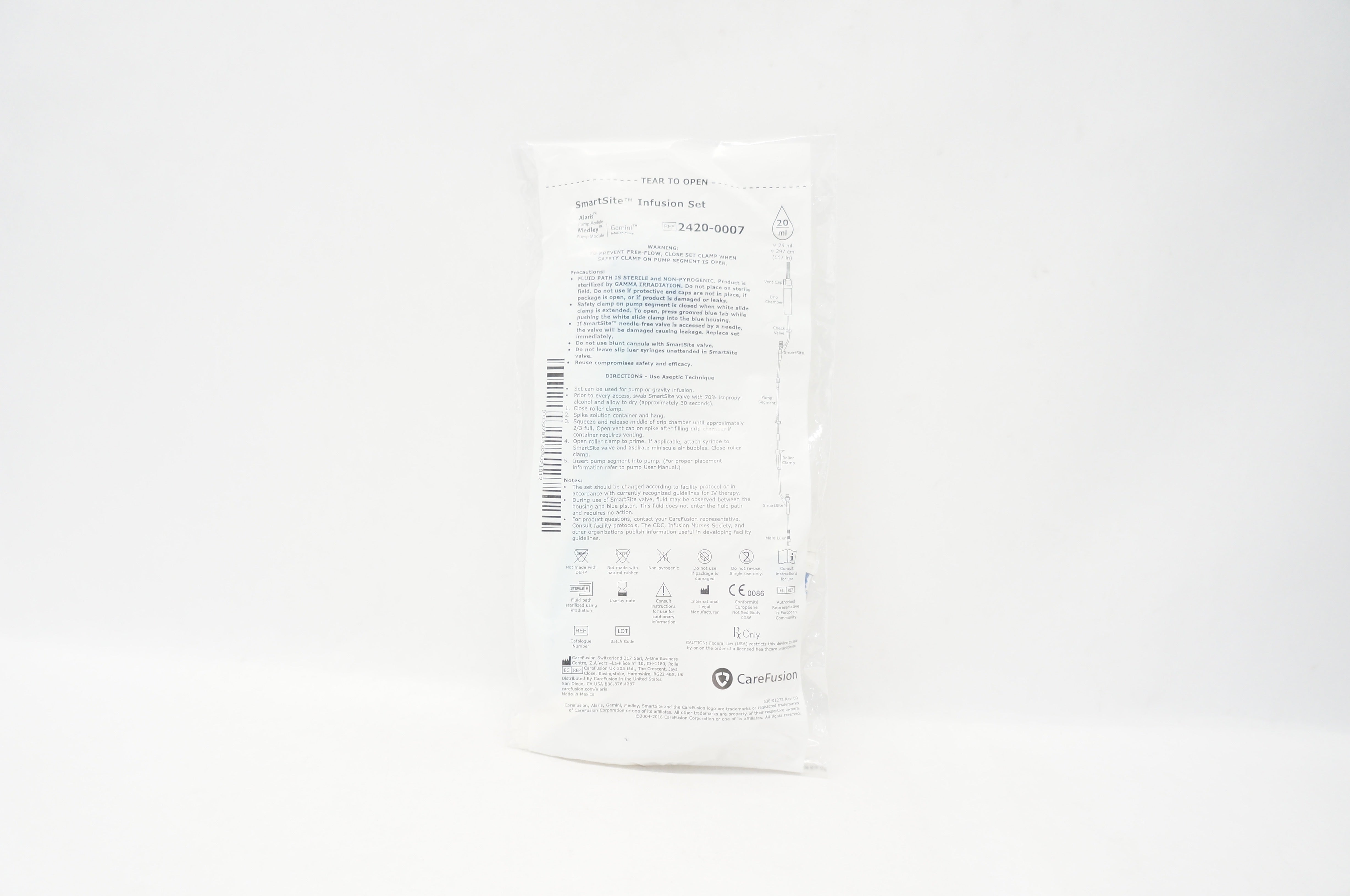CareFusion 2420-0007 Alaris SmartSite Infusion Set 25ml x 117inch 20 Drops/ml(x)