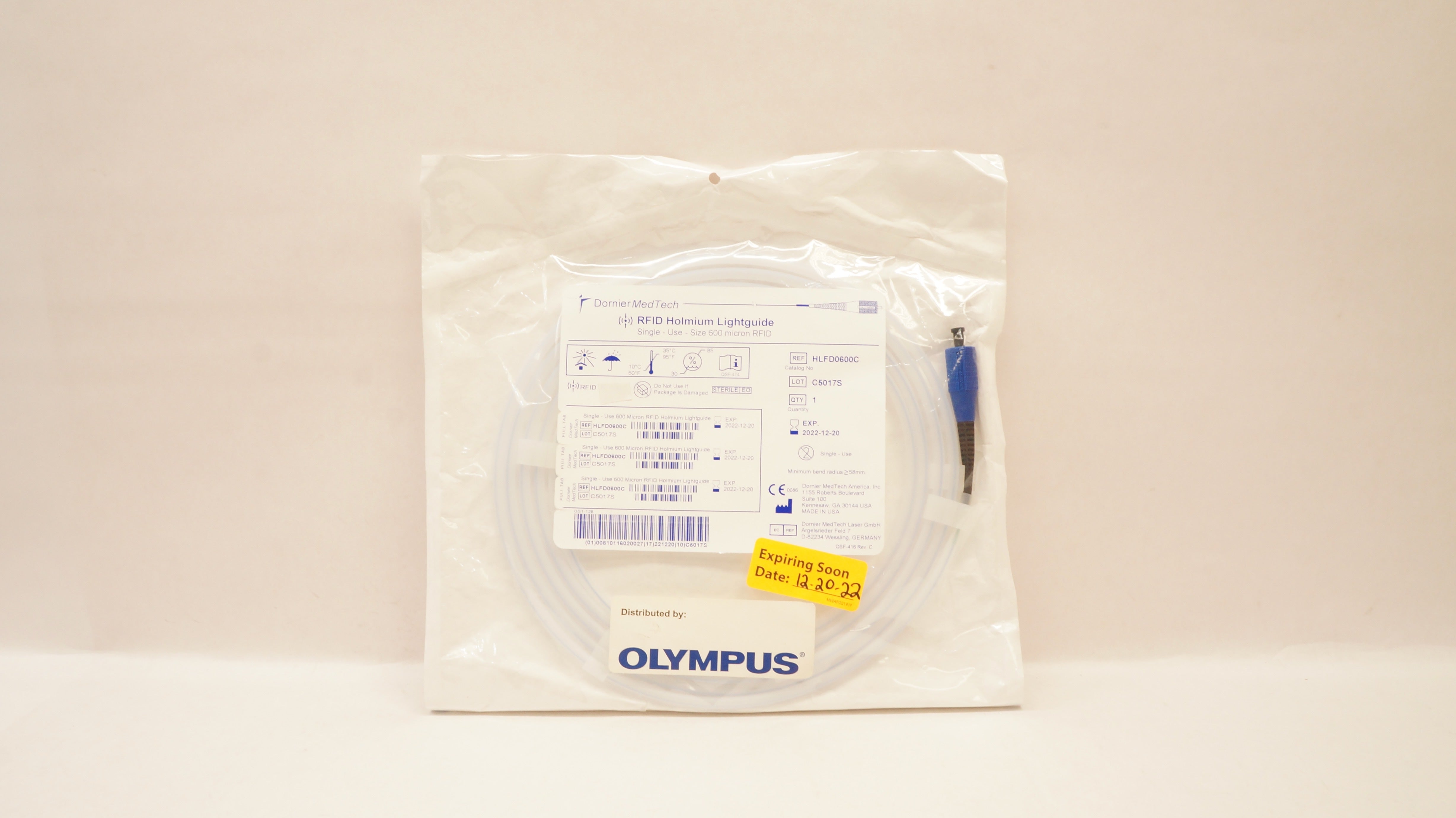 Dornier MedTech HLFD0600C RFID Holmium Lightguide, Size 600 Micron RFID (x)