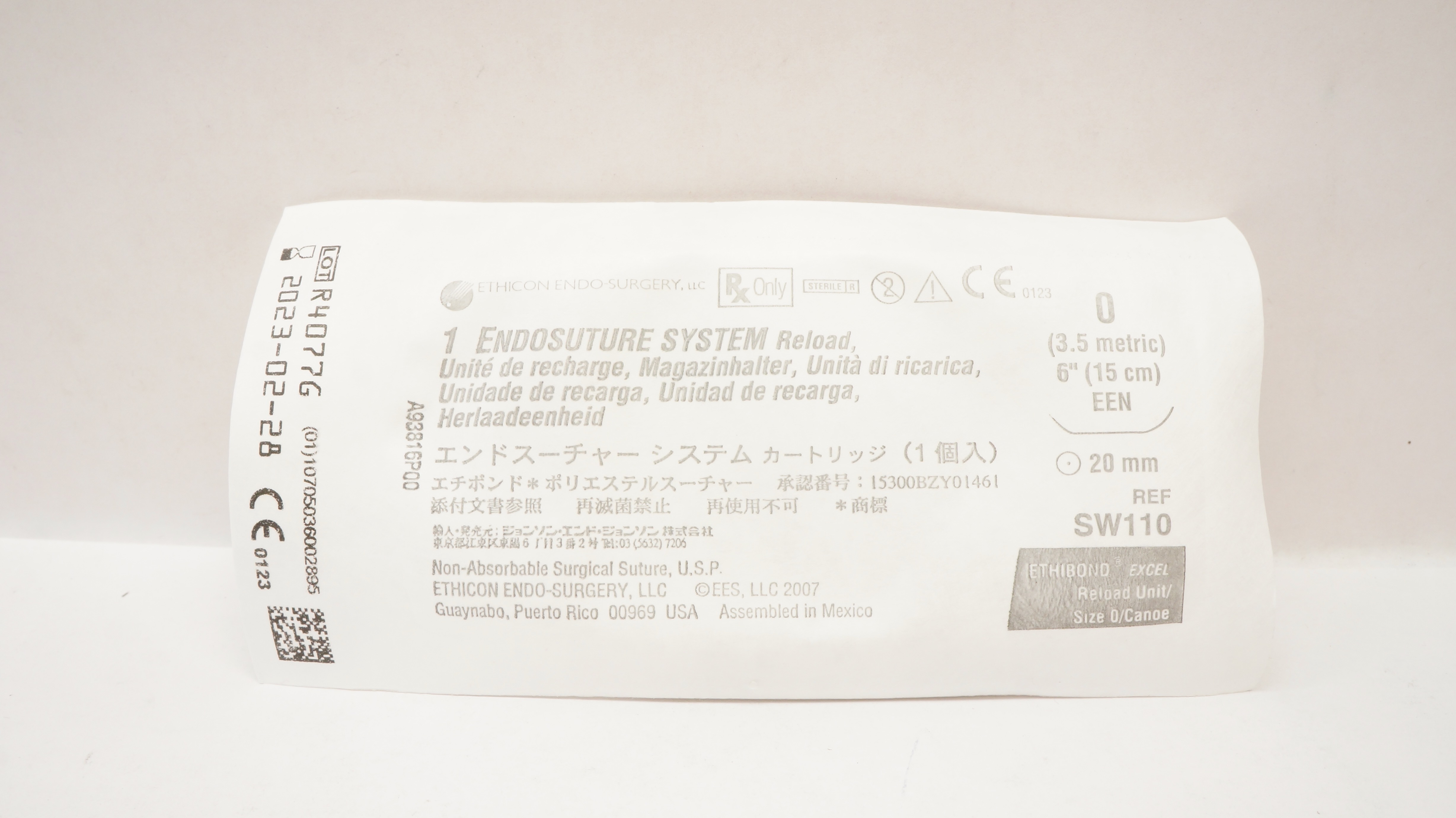 Ethicon SW110 0 Ethibond Excel 1 Endosuture System Reload EEN 20mm, 6 inch (x)