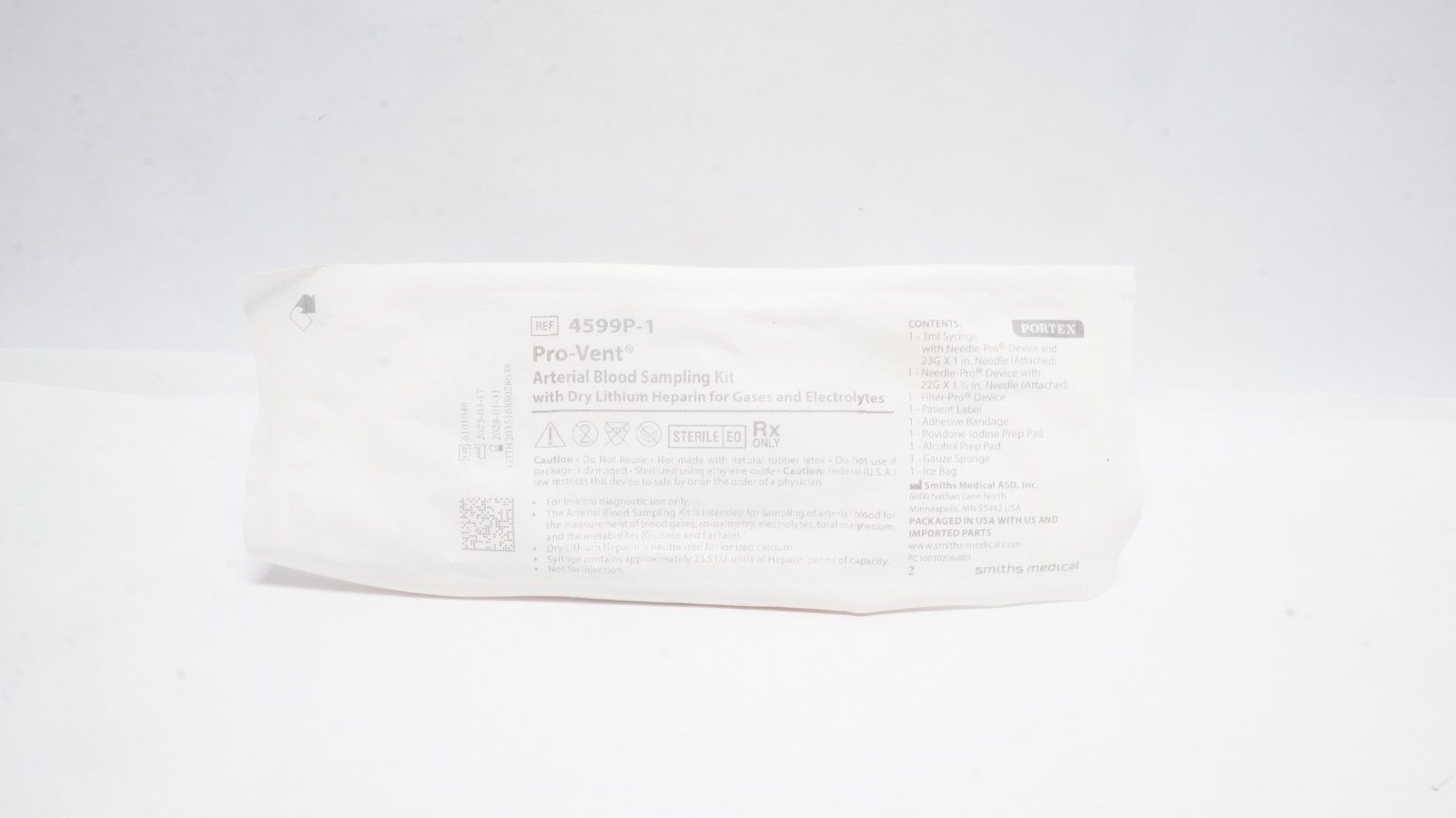 Smiths Medical 4599P-1 Pro-Vent Arterial Blood Sampling Kit