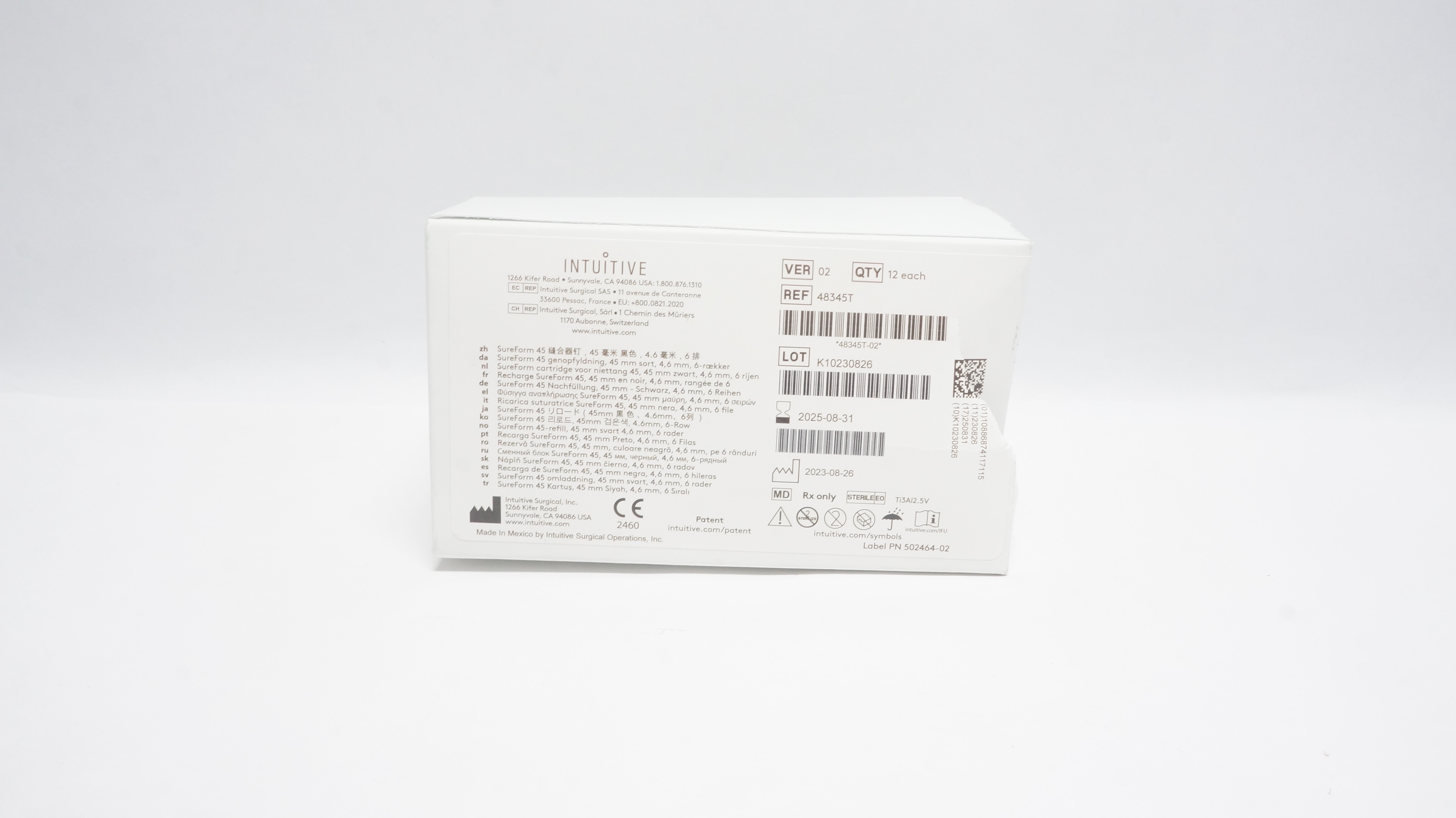 Intuitive 48345T da Vinci Xi SureForm 45mm Reload Black 6-Row 4.6mm-Box of 10(x)
