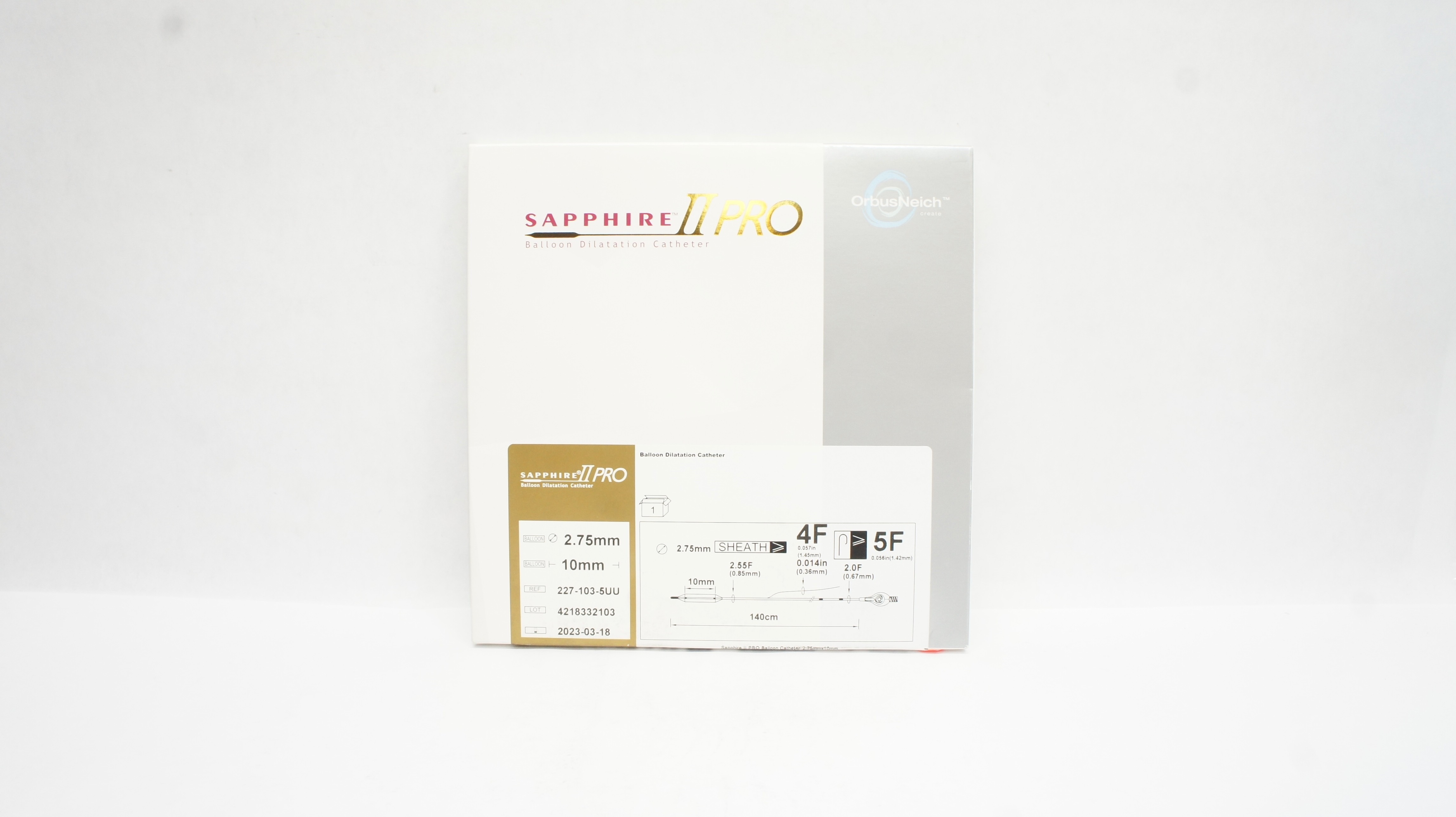 OrbusNeich 227-103-5UU Sapphire II Pro Balloon Dilation Cath. 2.75mm x 10mm (x)