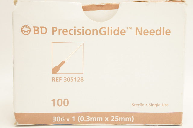 BD 305128 Becton PrecisionGlide Ndle. 30G x 1inch - Box of 100 (x)