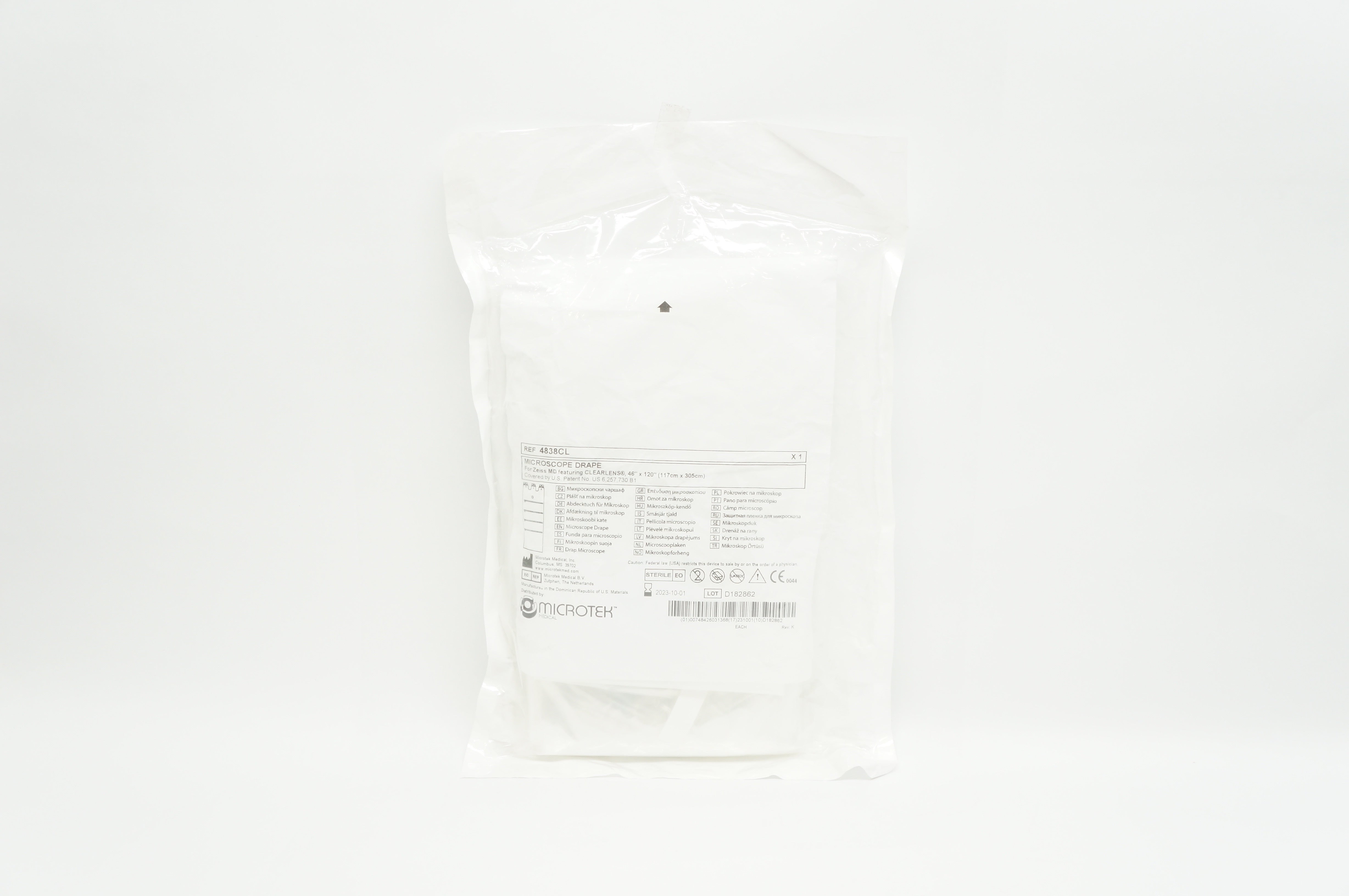 Microtek 4838CL Microscope Drape For Zeiss MD Featuring Clearlens 46in. x120 in.