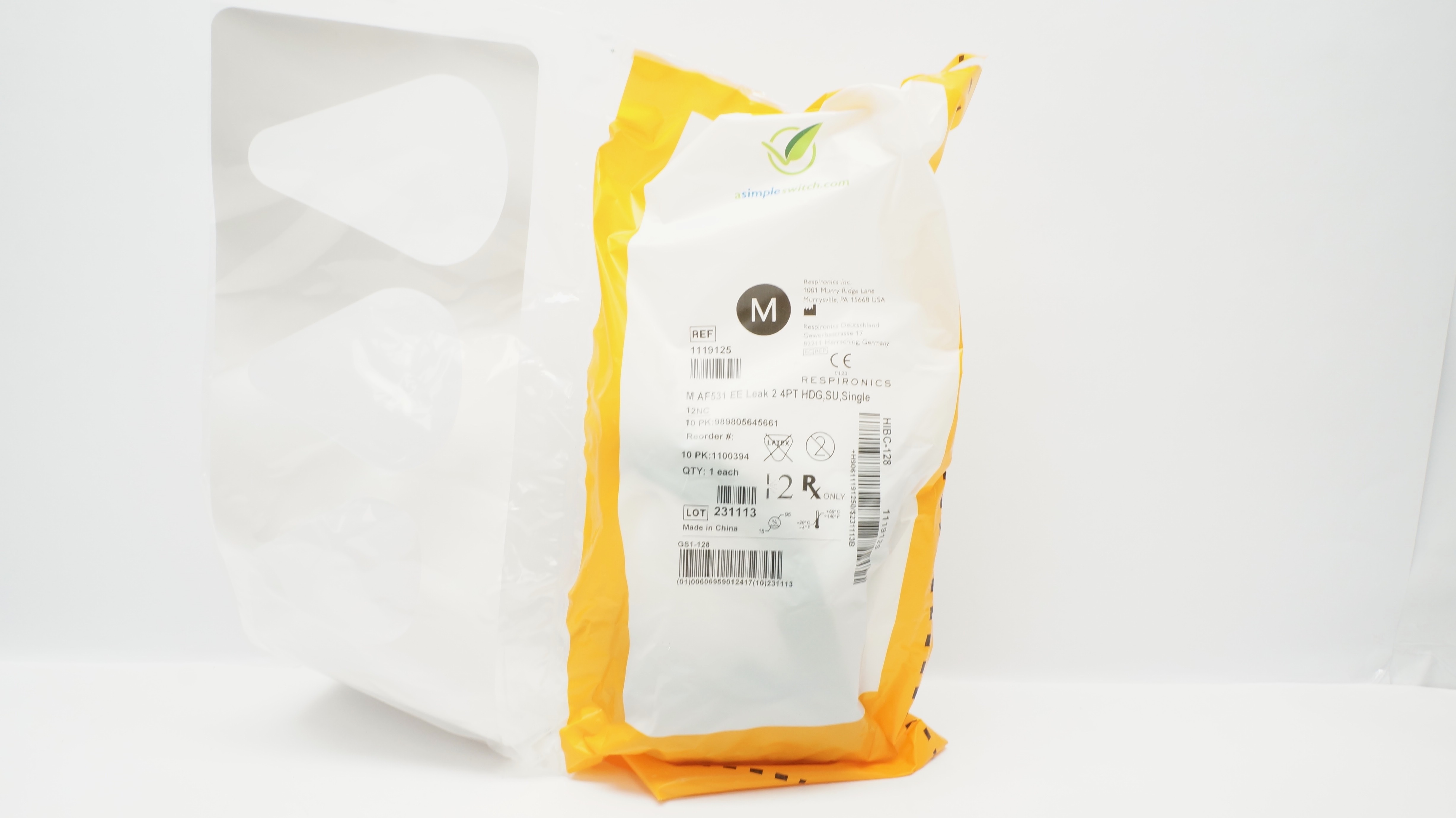 Respironics 1119125 Philips Medium AF531 EE Leak 2 4PT HDG SU, Single