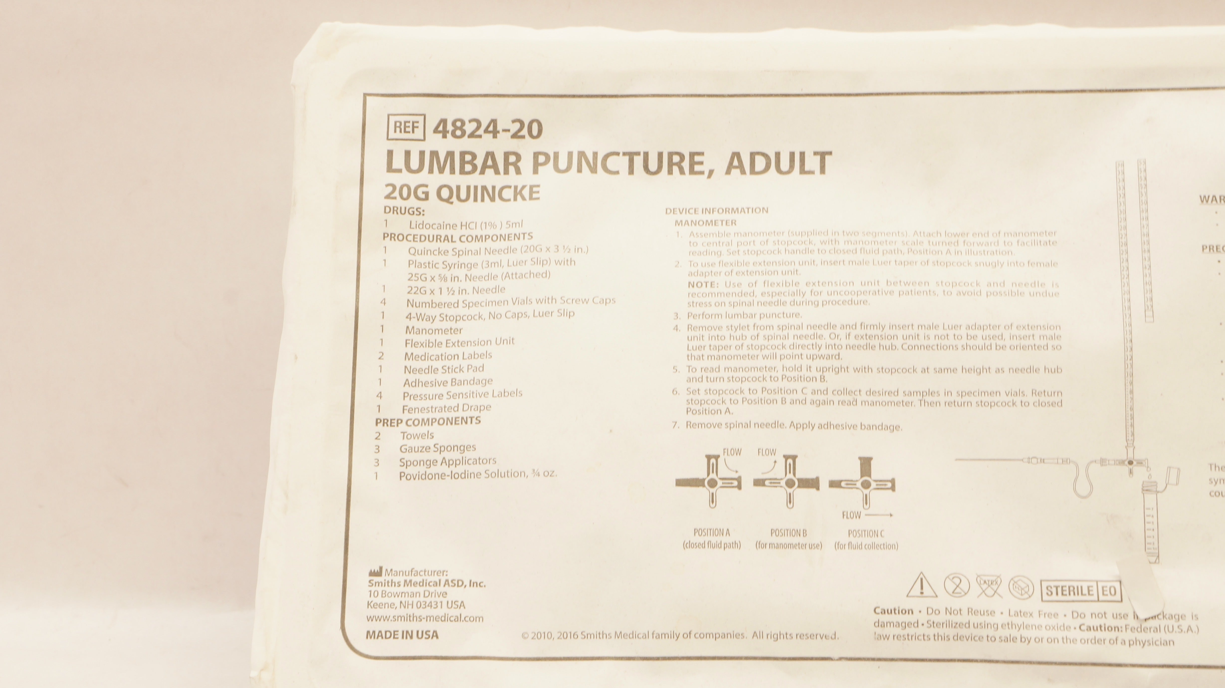 Smiths Medical 4824-20 Portex Lumbar Puncture Adult 20G Quincke (x)